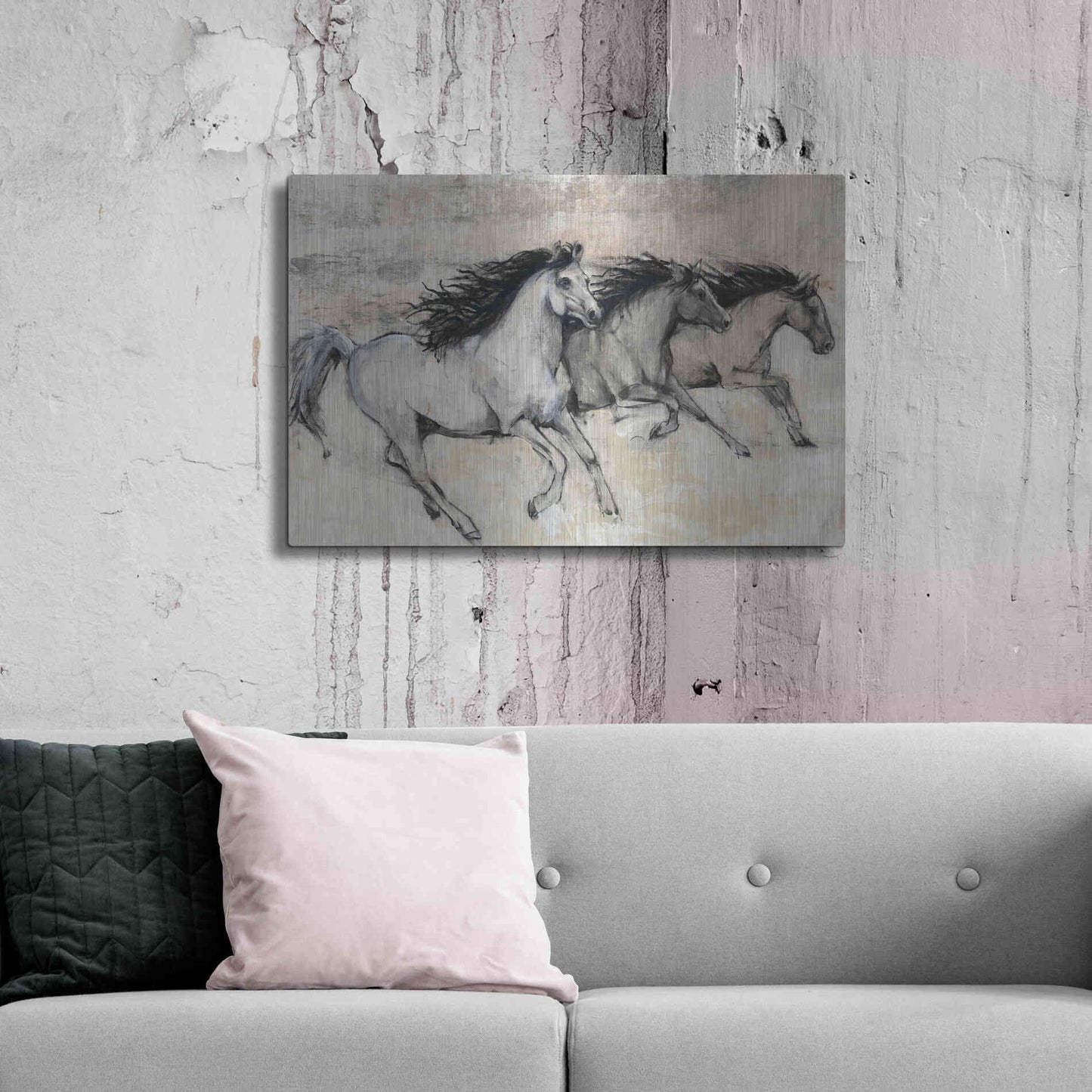 Luxe Metal Art 'Horses in Motion II' by Tim O'Toole, Metal Wall Art,36x24