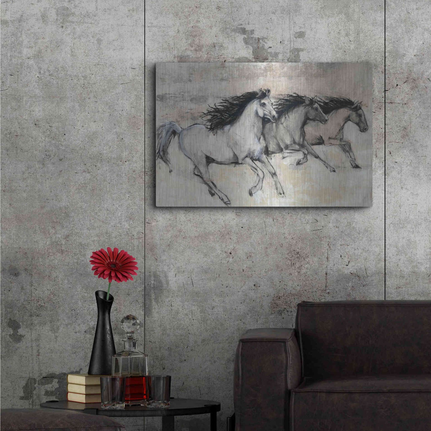 Luxe Metal Art 'Horses in Motion II' by Tim O'Toole, Metal Wall Art,36x24