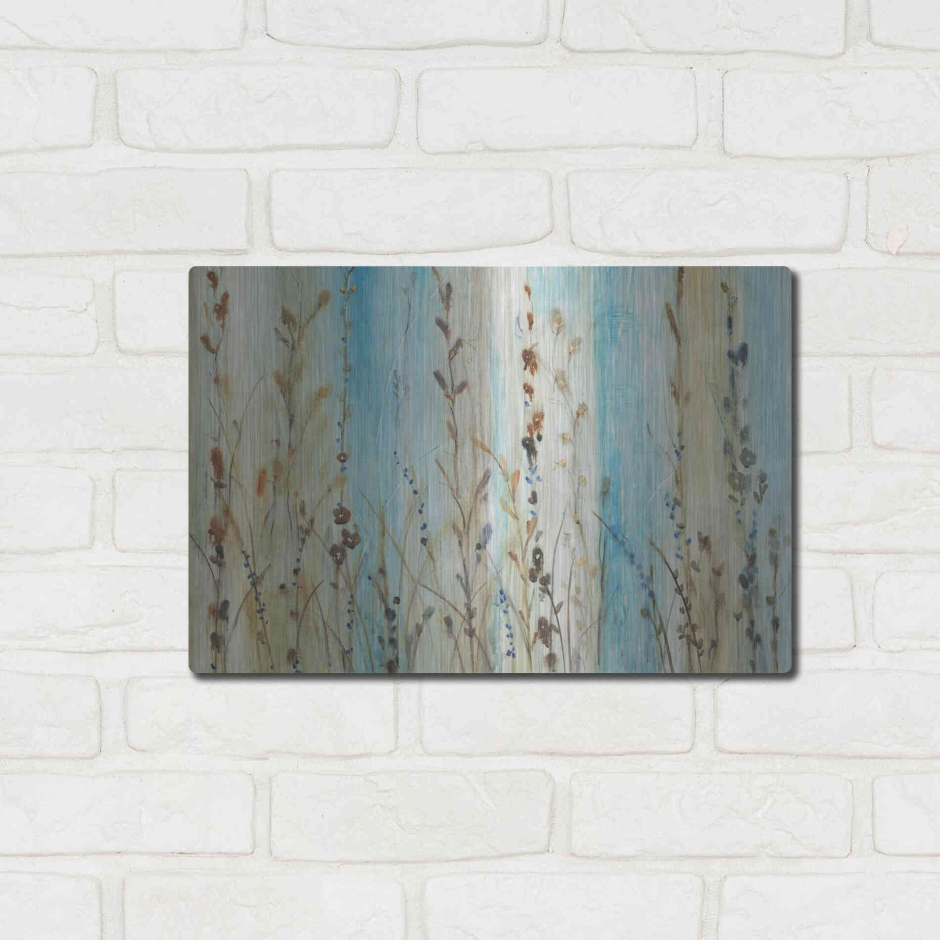 Luxe Metal Art 'Ombre Floral II' by Tim O'Toole, Metal Wall Art,16x12