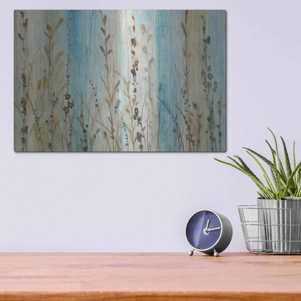 Luxe Metal Art 'Ombre Floral II' by Tim O'Toole, Metal Wall Art,16x12