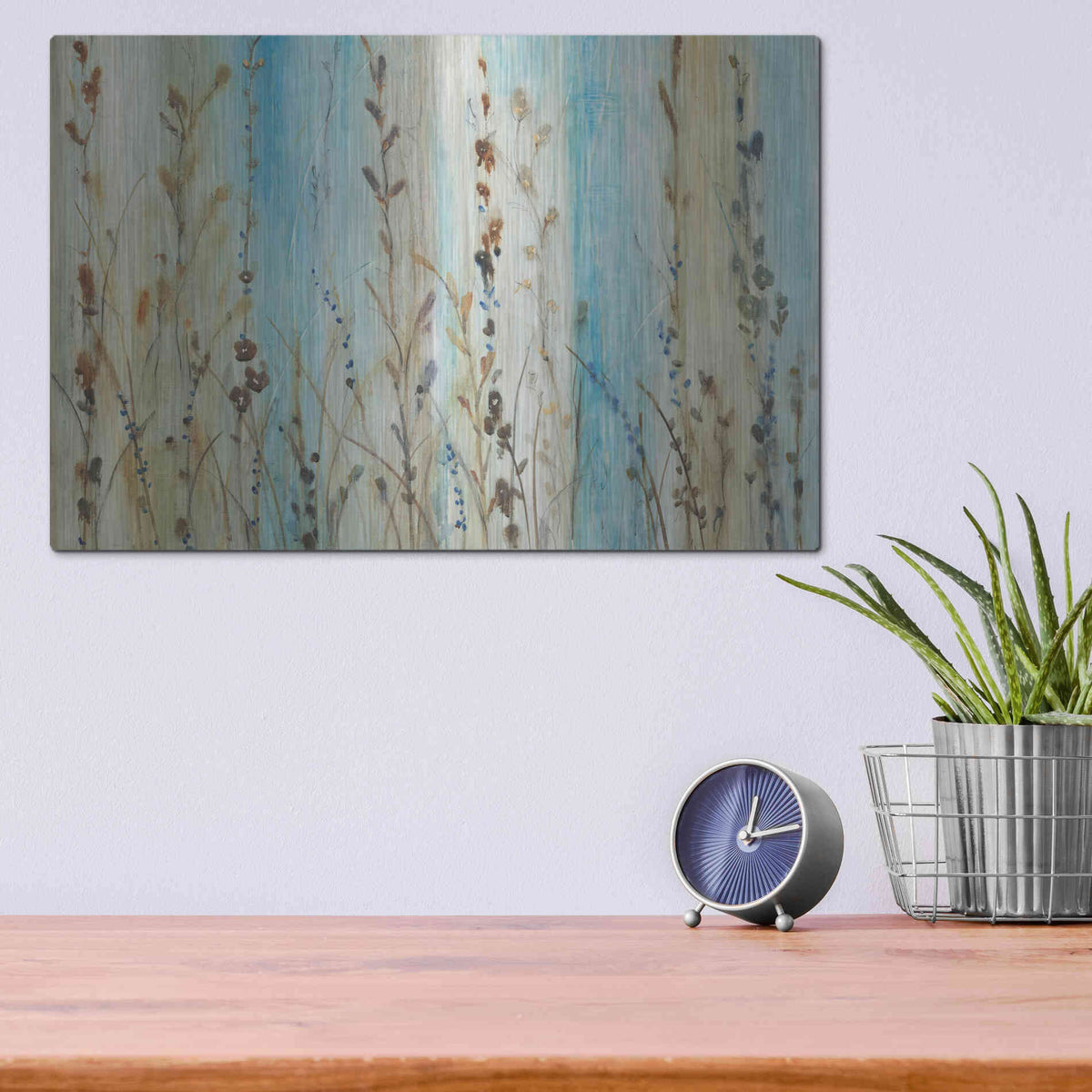 Luxe Metal Art 'Ombre Floral II' by Tim O'Toole, Metal Wall Art,16x12