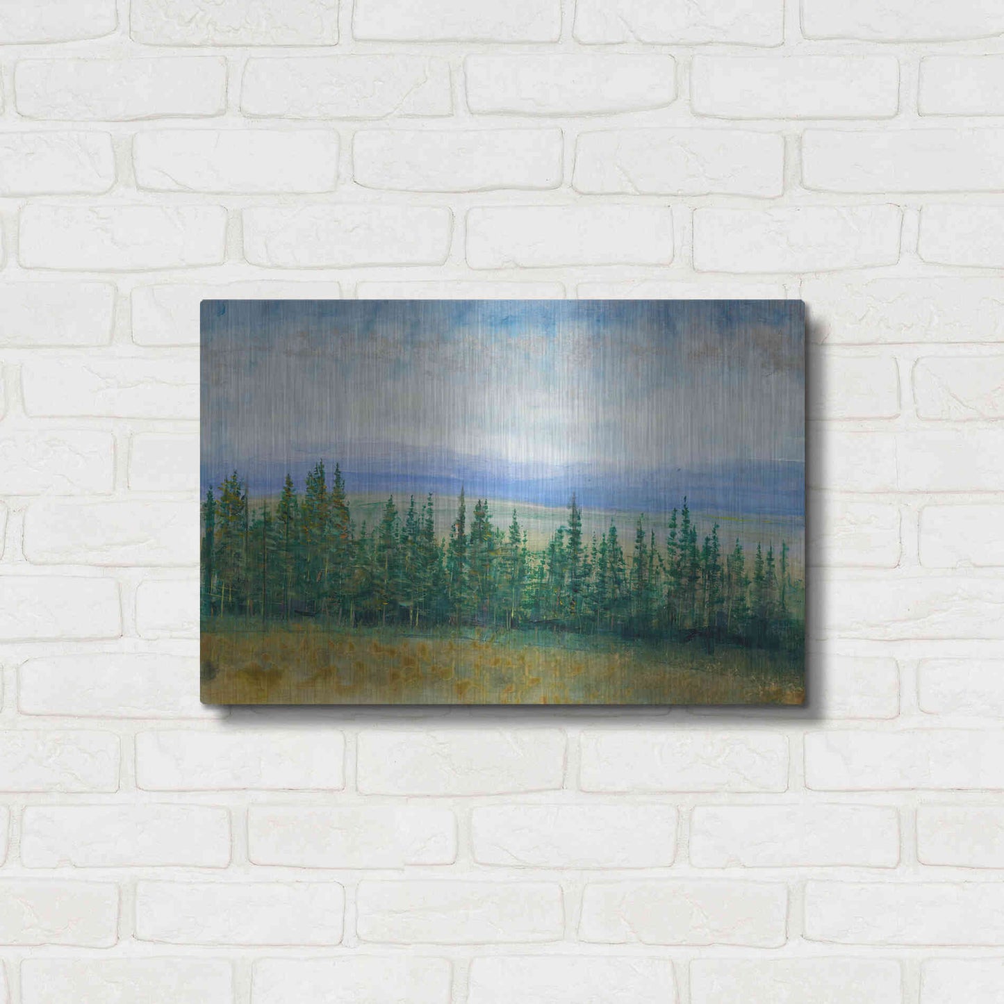 Luxe Metal Art 'Pine Tops I' by Tim O'Toole, Metal Wall Art,24x16