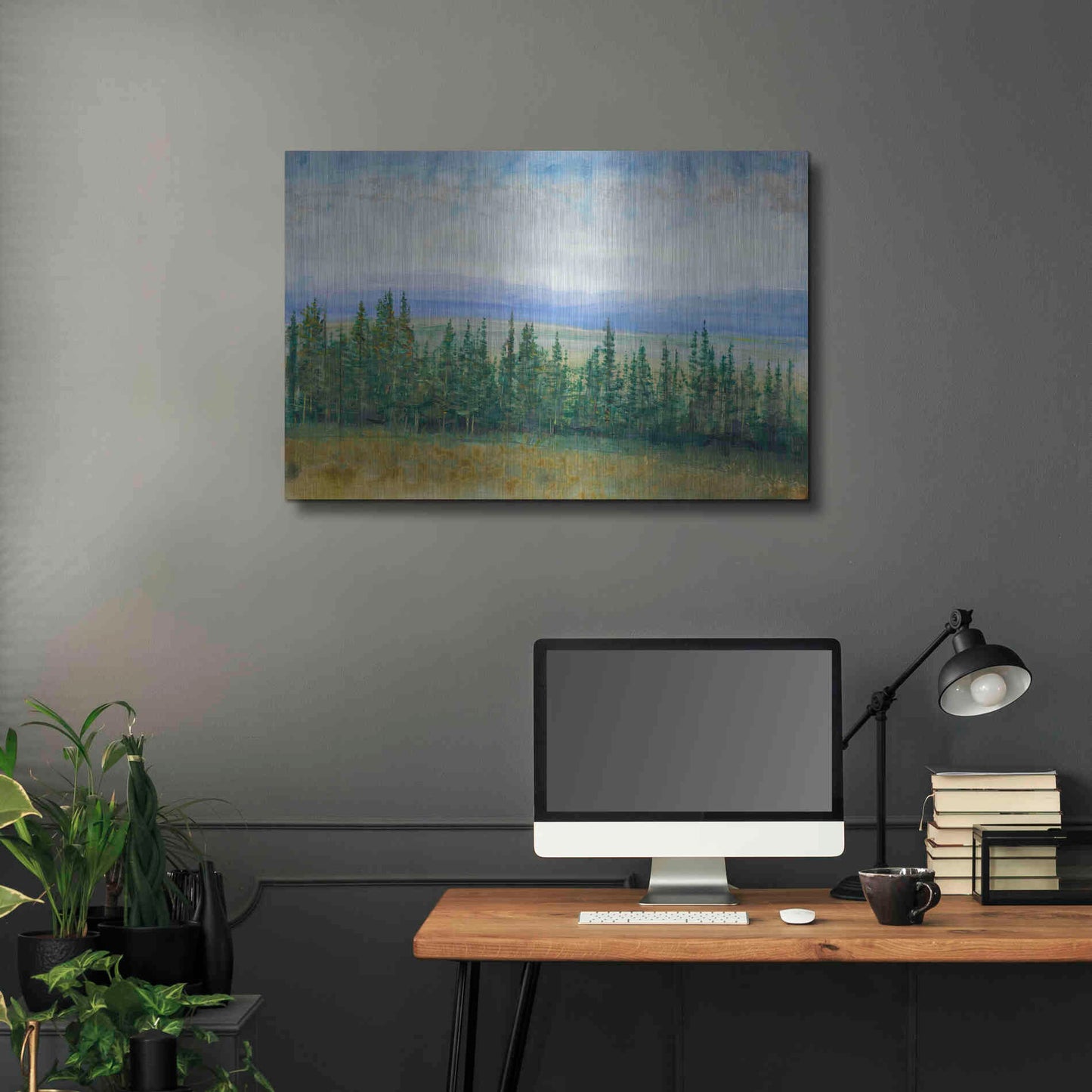 Luxe Metal Art 'Pine Tops I' by Tim O'Toole, Metal Wall Art,36x24