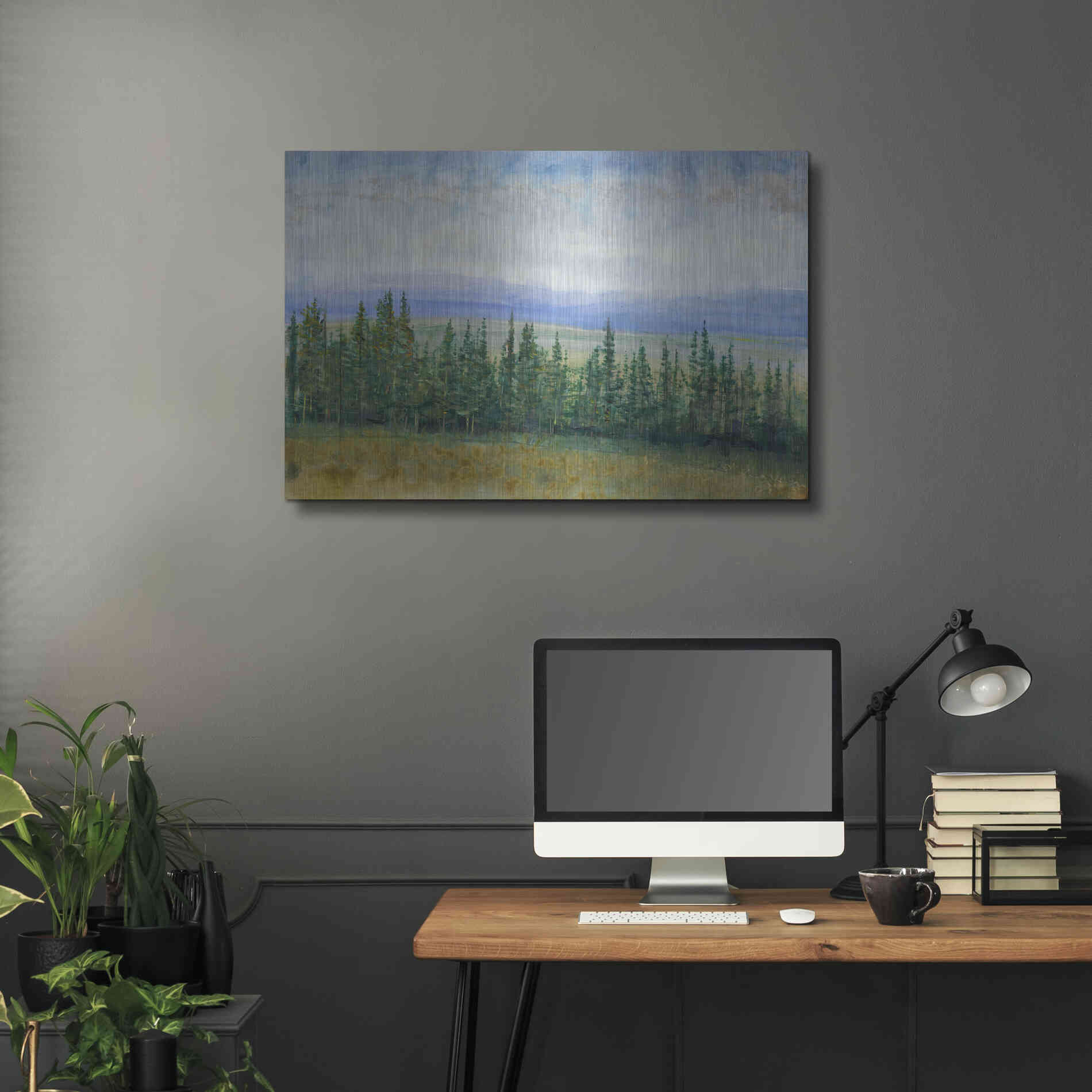 Luxe Metal Art 'Pine Tops I' by Tim O'Toole, Metal Wall Art,36x24