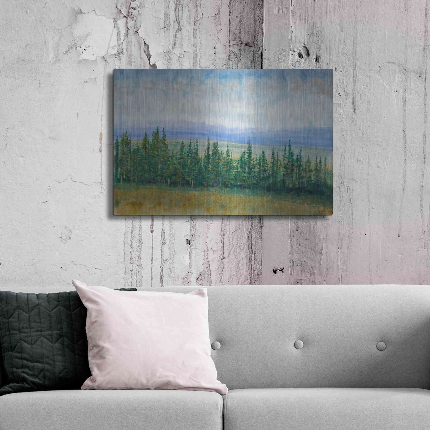 Luxe Metal Art 'Pine Tops I' by Tim O'Toole, Metal Wall Art,36x24