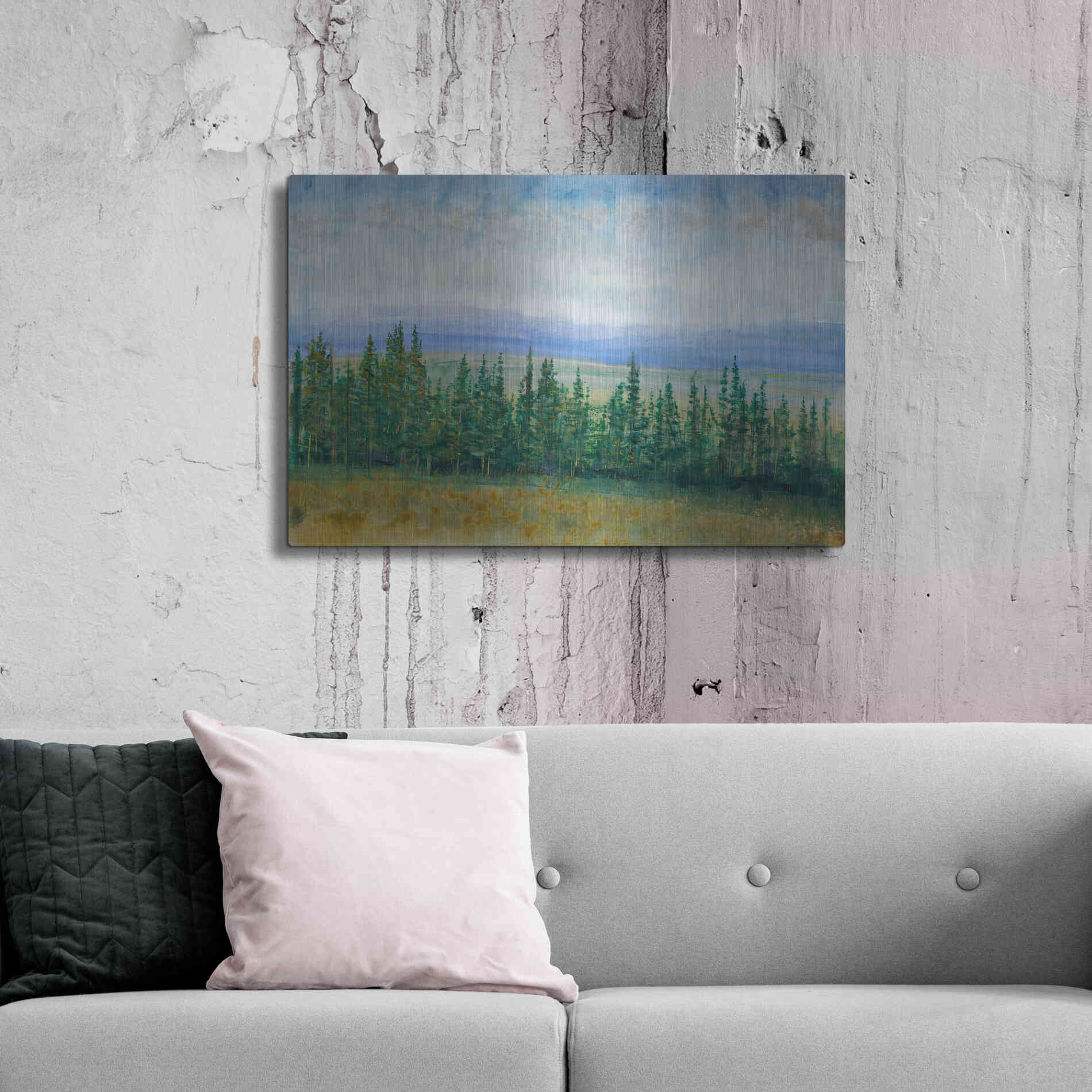 Luxe Metal Art 'Pine Tops I' by Tim O'Toole, Metal Wall Art,36x24