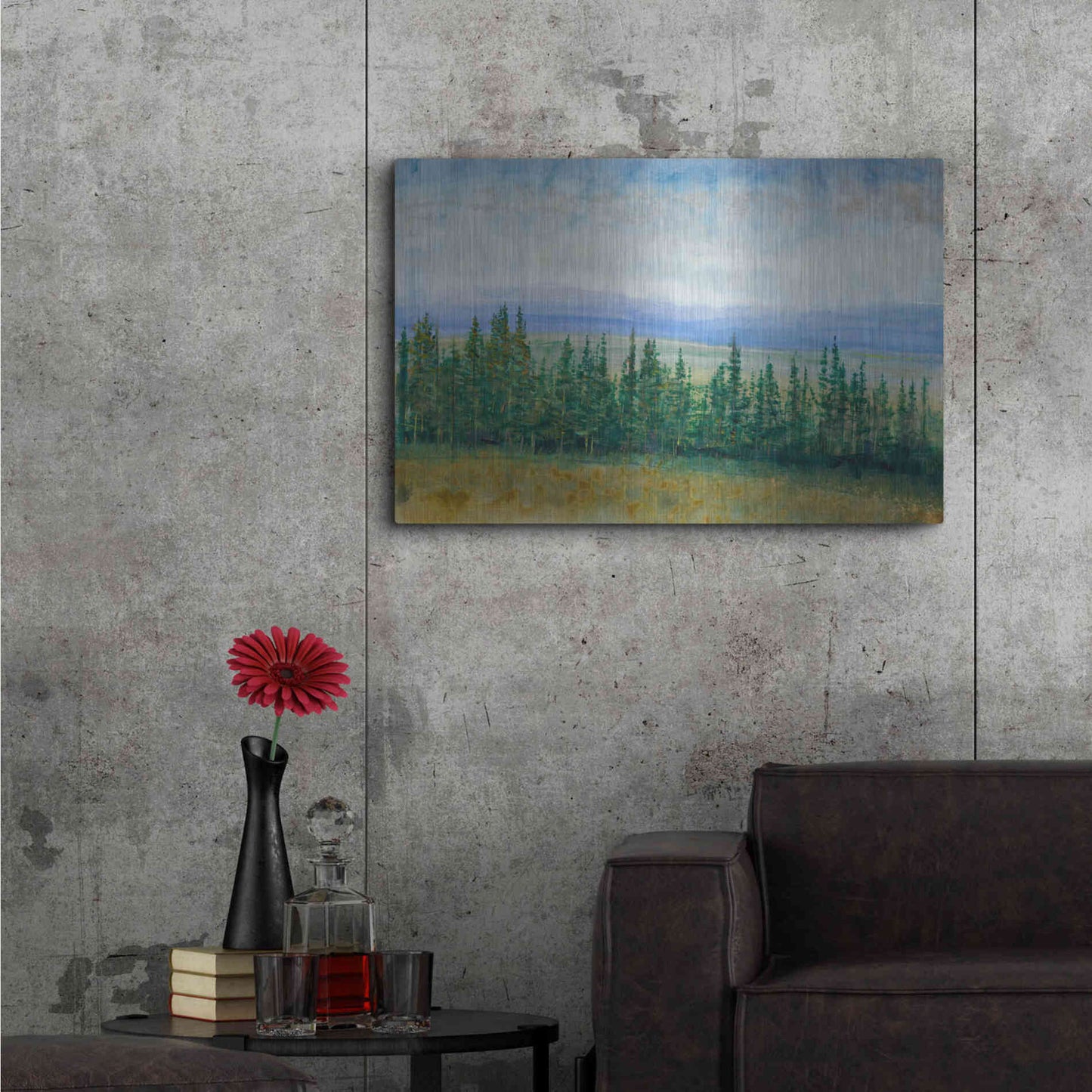 Luxe Metal Art 'Pine Tops I' by Tim O'Toole, Metal Wall Art,36x24