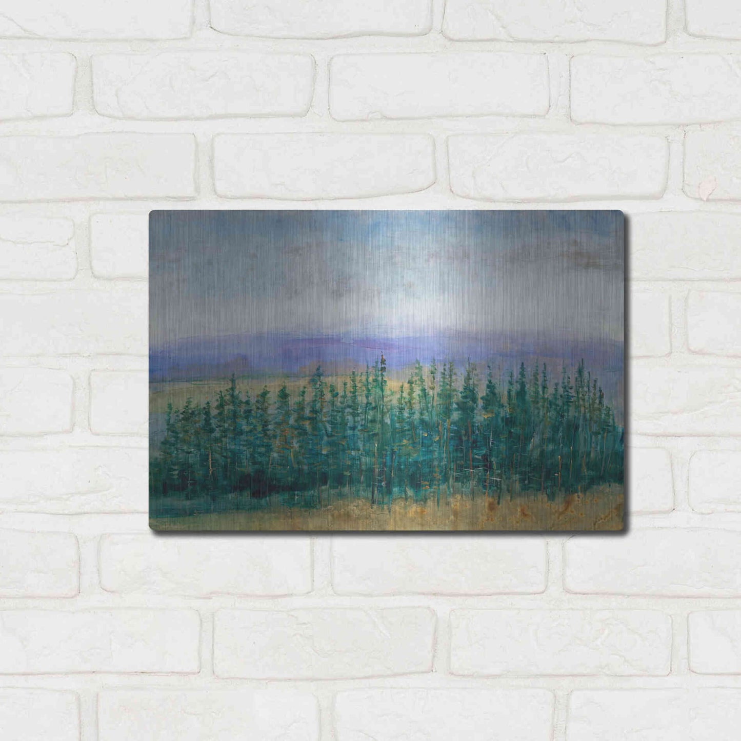 Luxe Metal Art 'Pine Tops II' by Tim O'Toole, Metal Wall Art,16x12