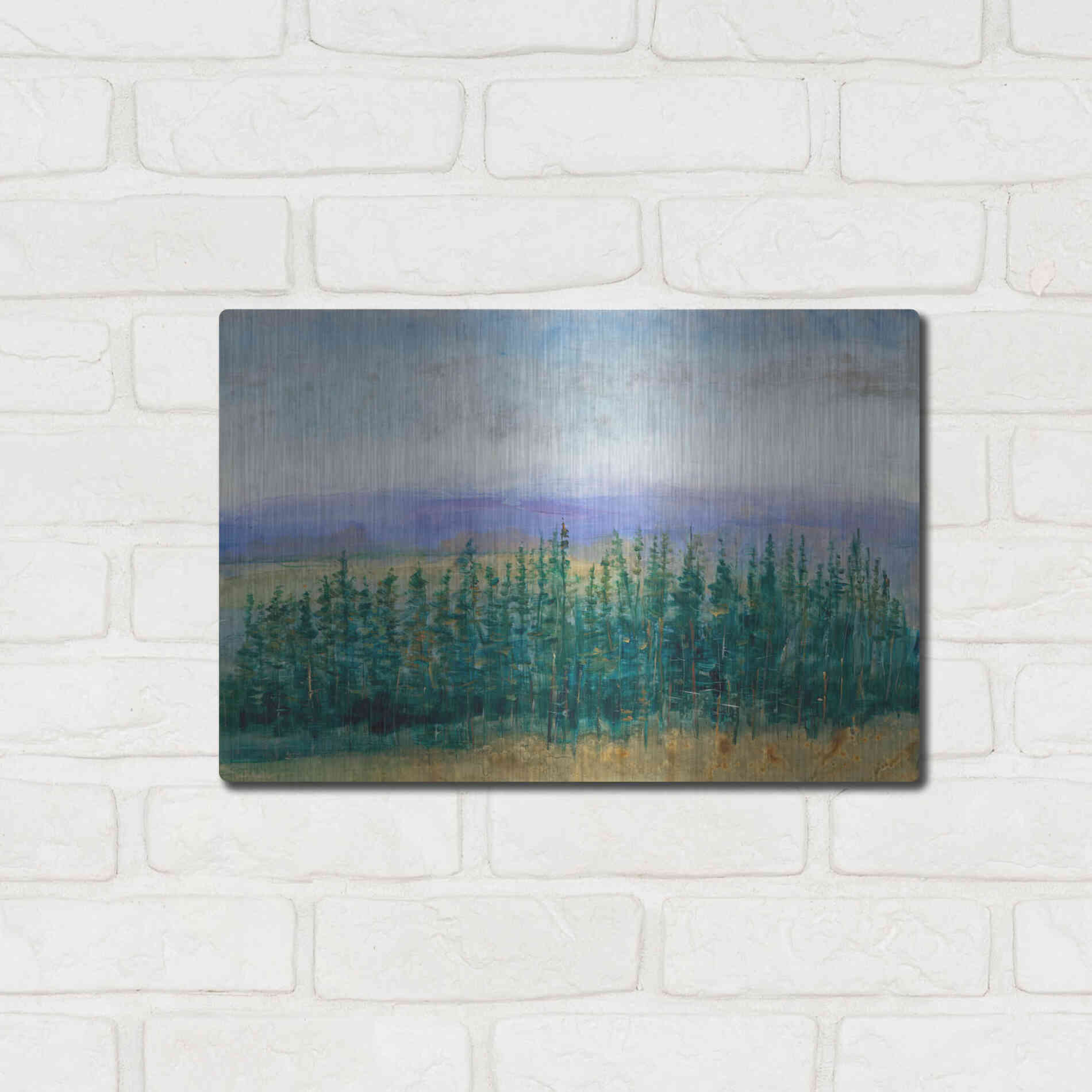 Luxe Metal Art 'Pine Tops II' by Tim O'Toole, Metal Wall Art,16x12