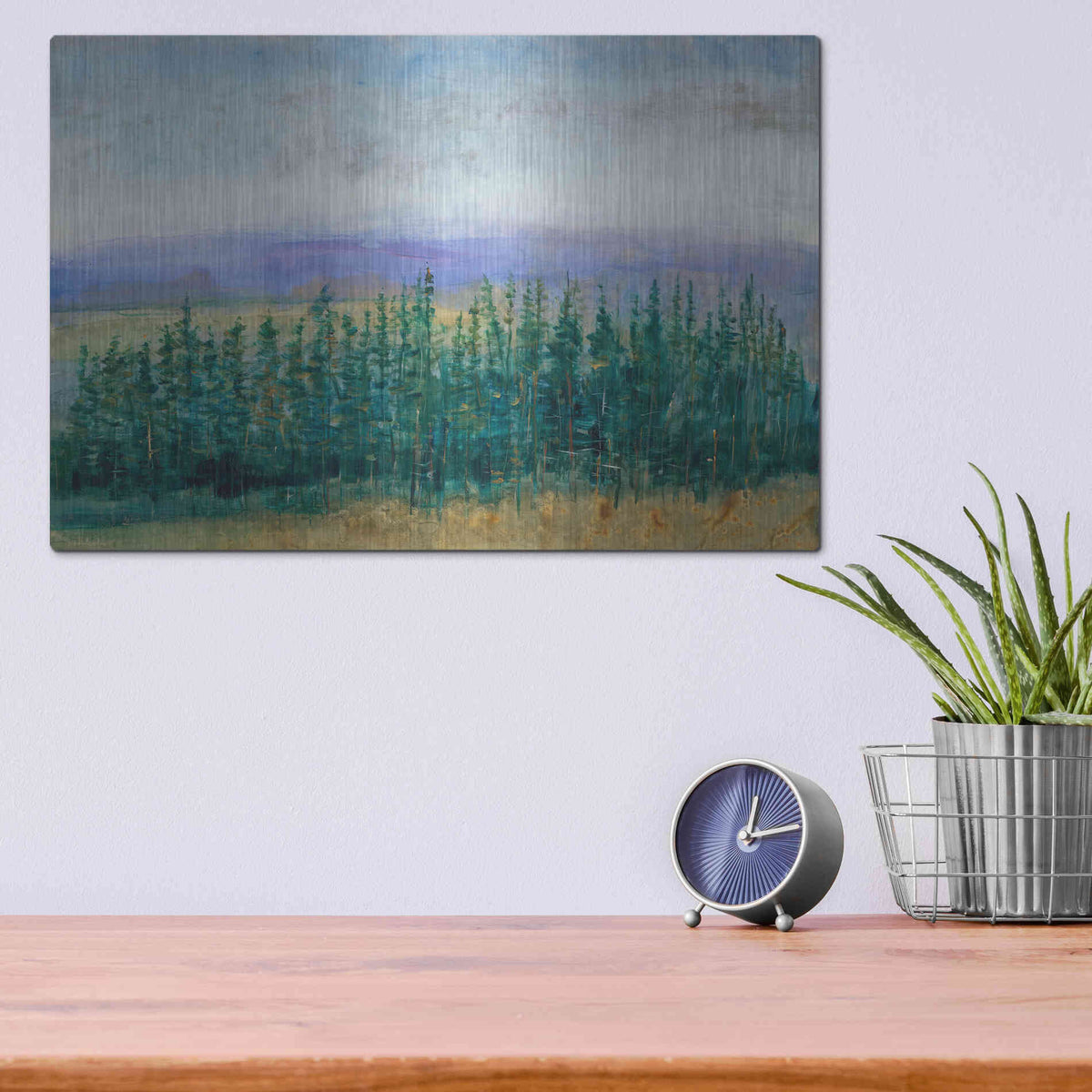 Luxe Metal Art 'Pine Tops II' by Tim O'Toole, Metal Wall Art,16x12