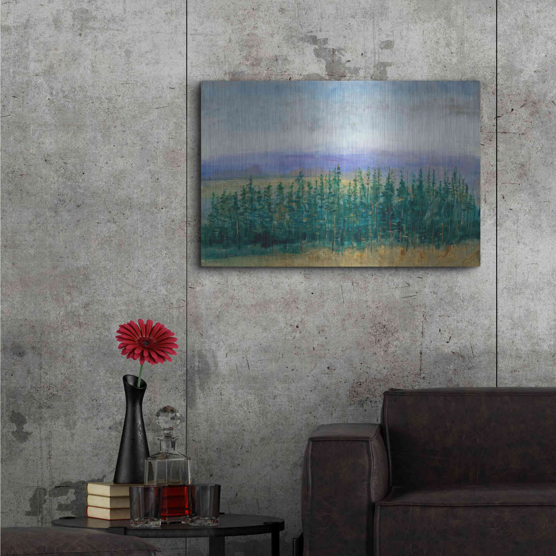 Luxe Metal Art 'Pine Tops II' by Tim O'Toole, Metal Wall Art,36x24