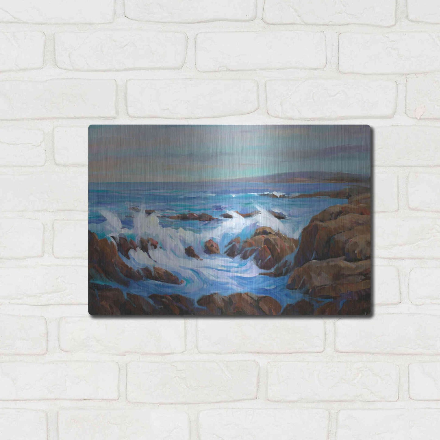 Luxe Metal Art 'Seascape Faraway I' by Tim O'Toole, Metal Wall Art,16x12