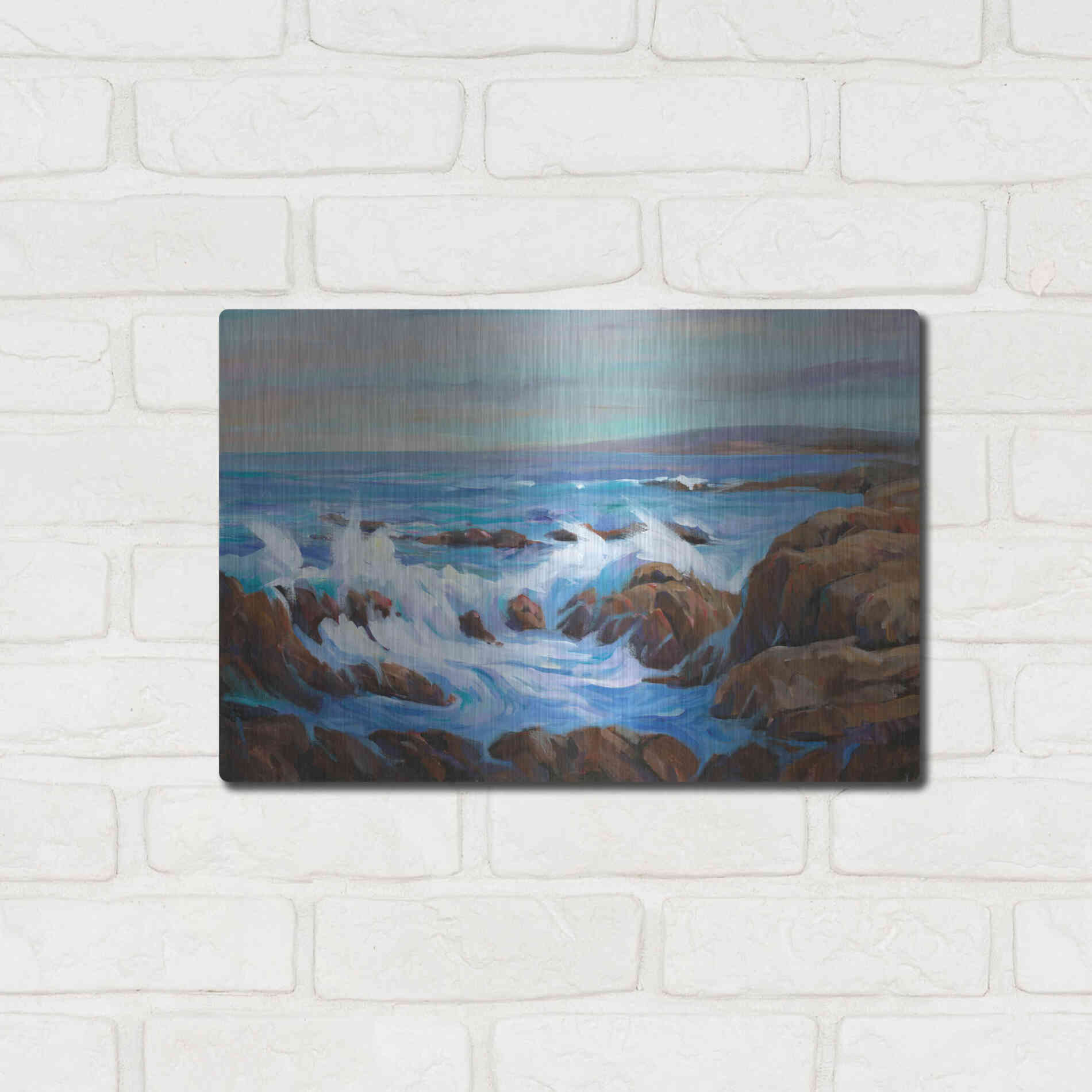 Luxe Metal Art 'Seascape Faraway I' by Tim O'Toole, Metal Wall Art,16x12