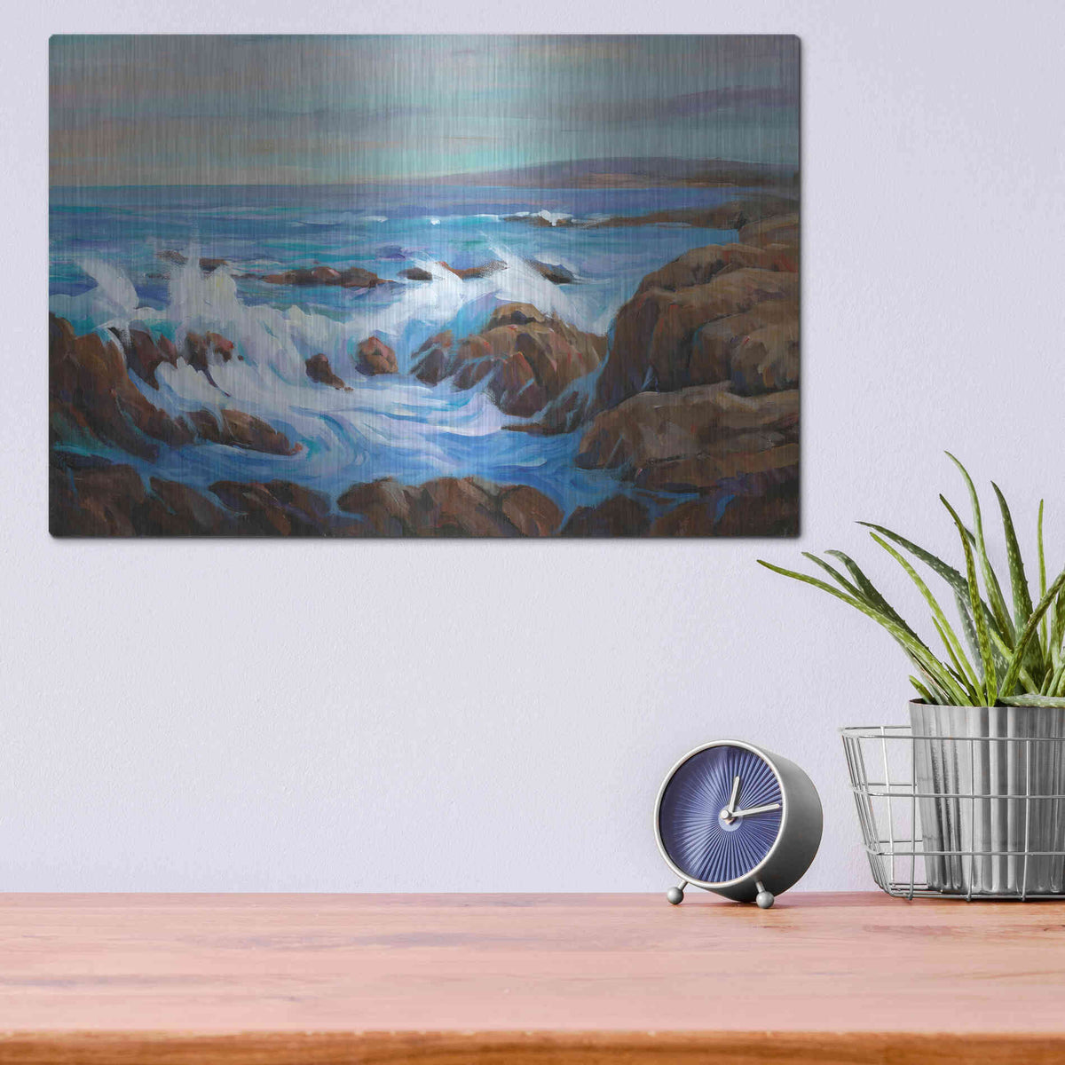 Luxe Metal Art 'Seascape Faraway I' by Tim O'Toole, Metal Wall Art,16x12