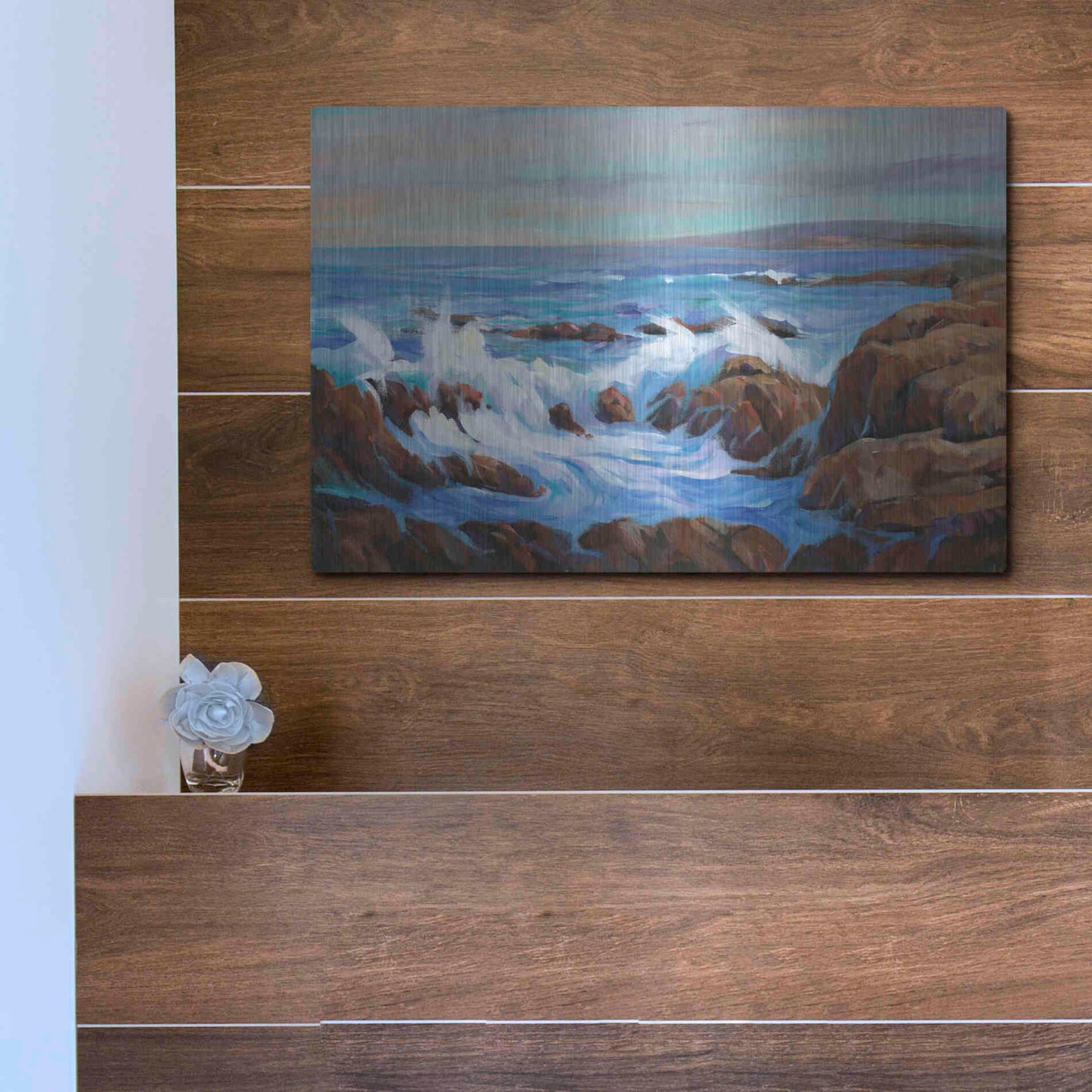 Luxe Metal Art 'Seascape Faraway I' by Tim O'Toole, Metal Wall Art,16x12