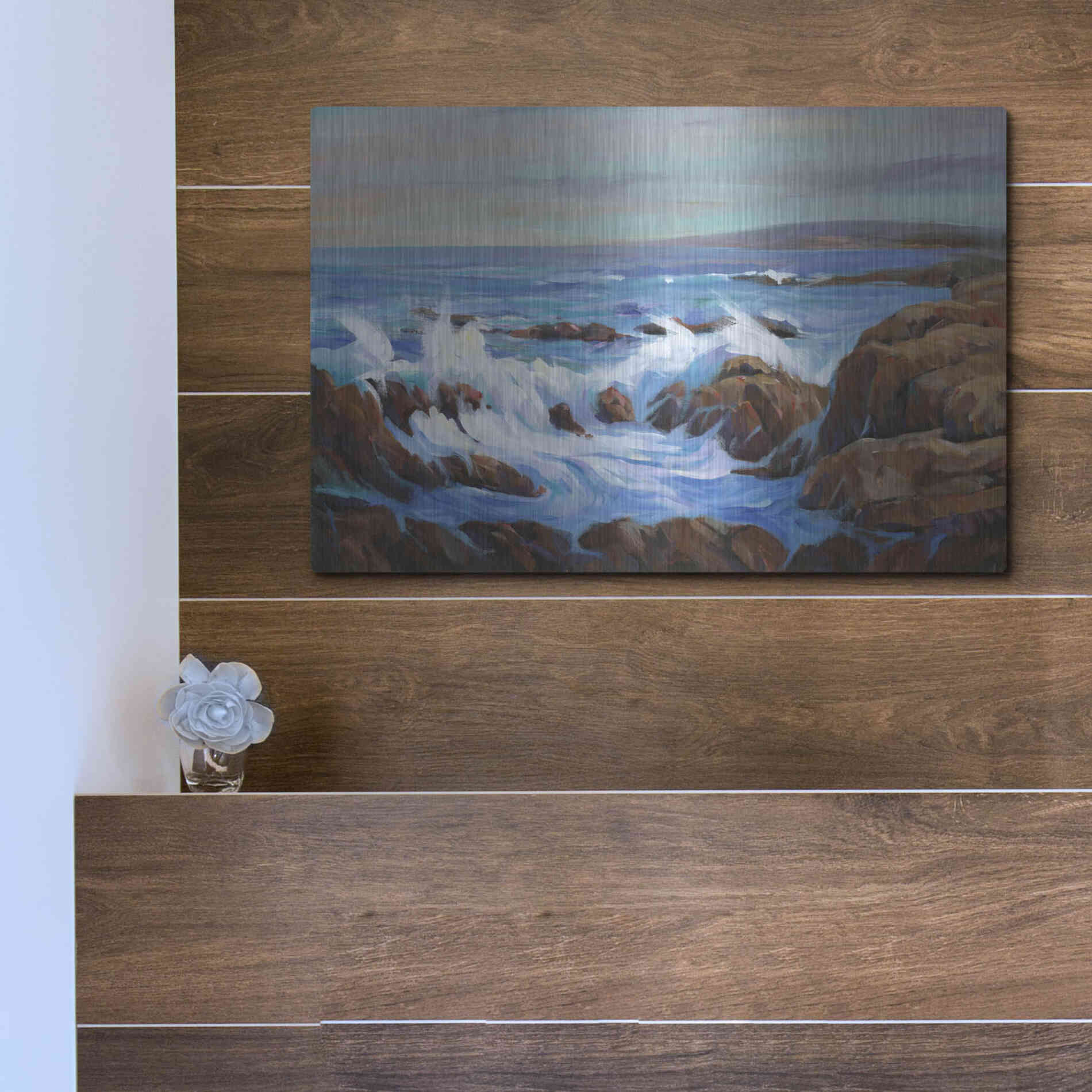 Luxe Metal Art 'Seascape Faraway I' by Tim O'Toole, Metal Wall Art,16x12