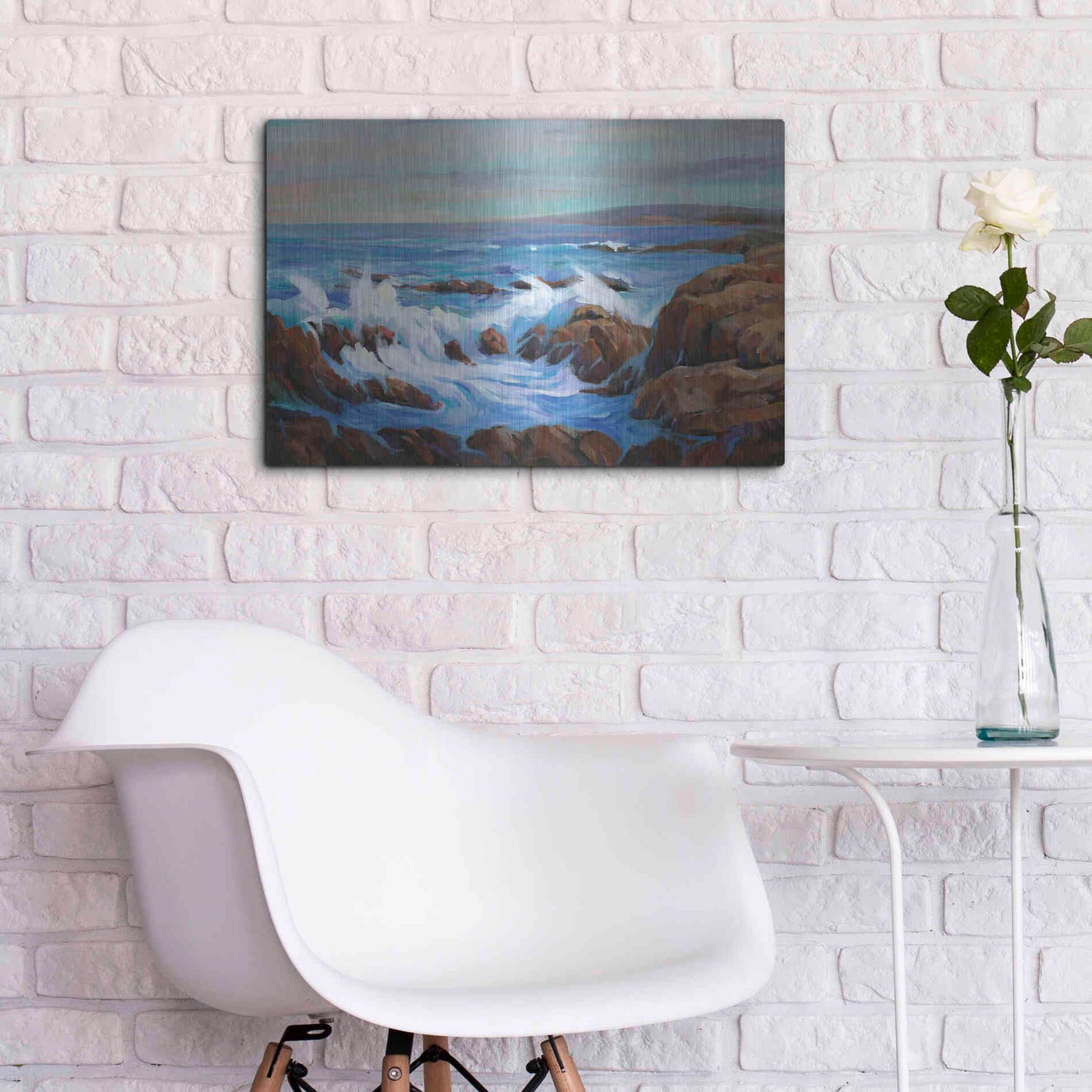 Luxe Metal Art 'Seascape Faraway I' by Tim O'Toole, Metal Wall Art,24x16