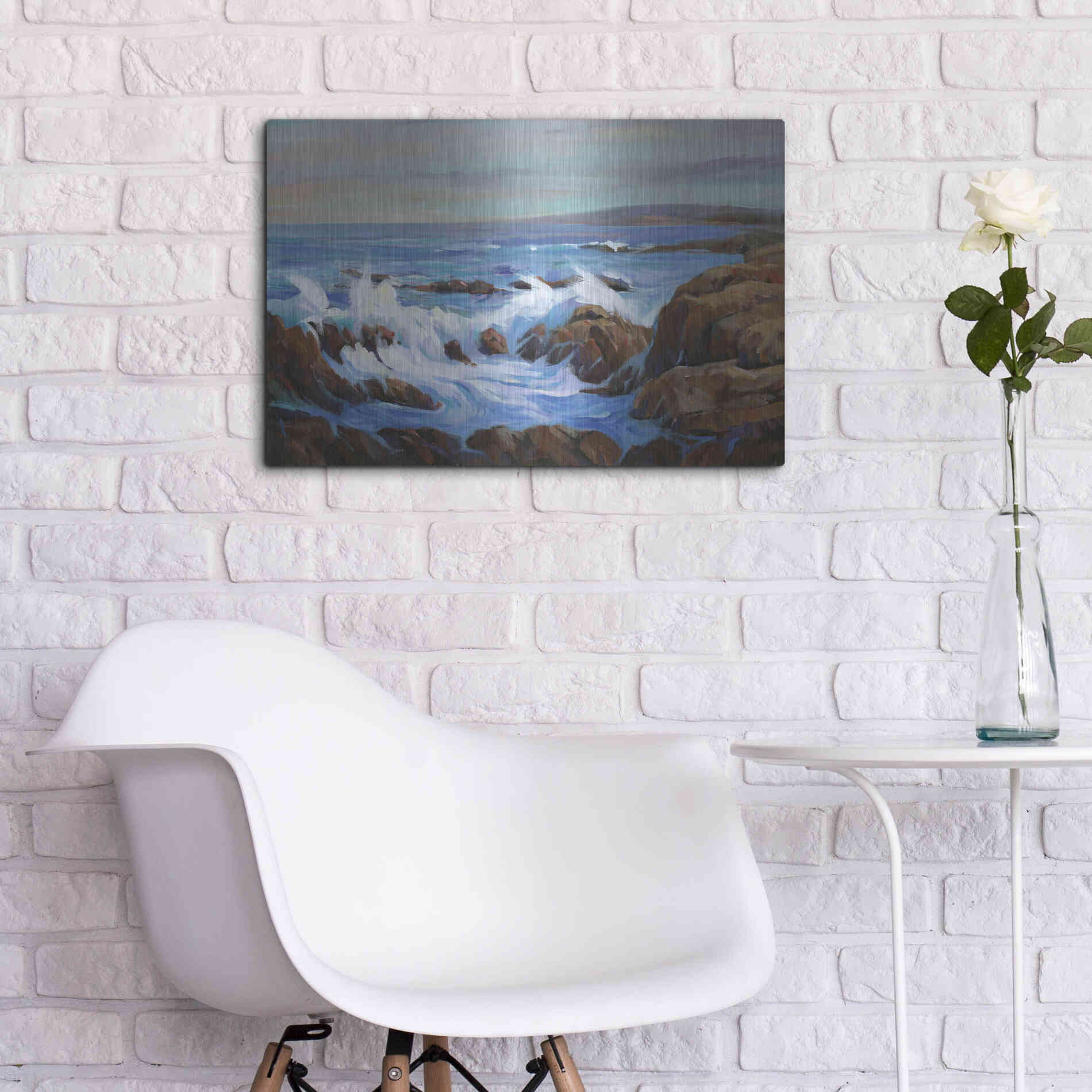 Luxe Metal Art 'Seascape Faraway I' by Tim O'Toole, Metal Wall Art,24x16