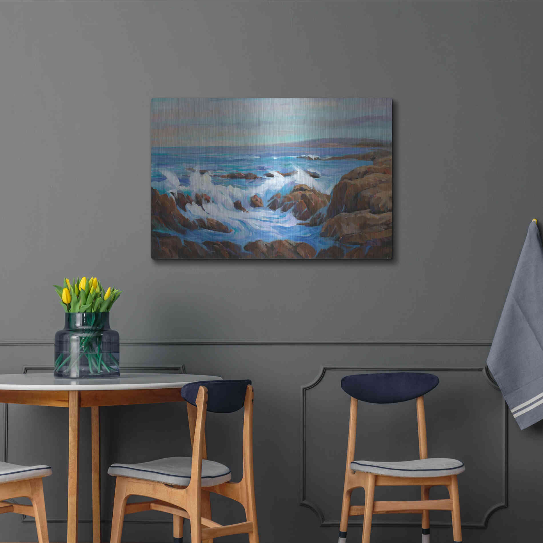 Luxe Metal Art 'Seascape Faraway I' by Tim O'Toole, Metal Wall Art,36x24