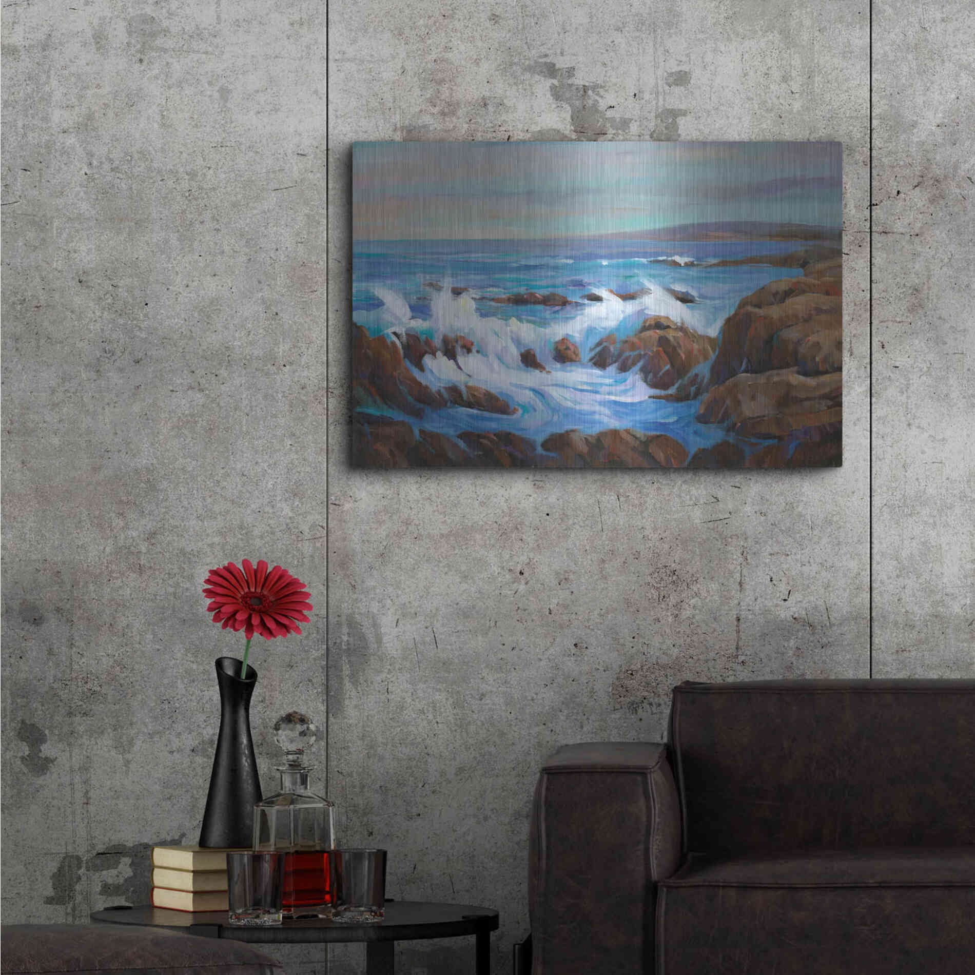 Luxe Metal Art 'Seascape Faraway I' by Tim O'Toole, Metal Wall Art,36x24