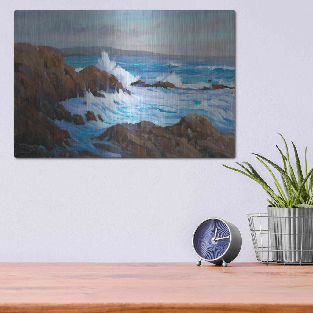 Luxe Metal Art 'Seascape Faraway II' by Tim O'Toole, Metal Wall Art,16x12
