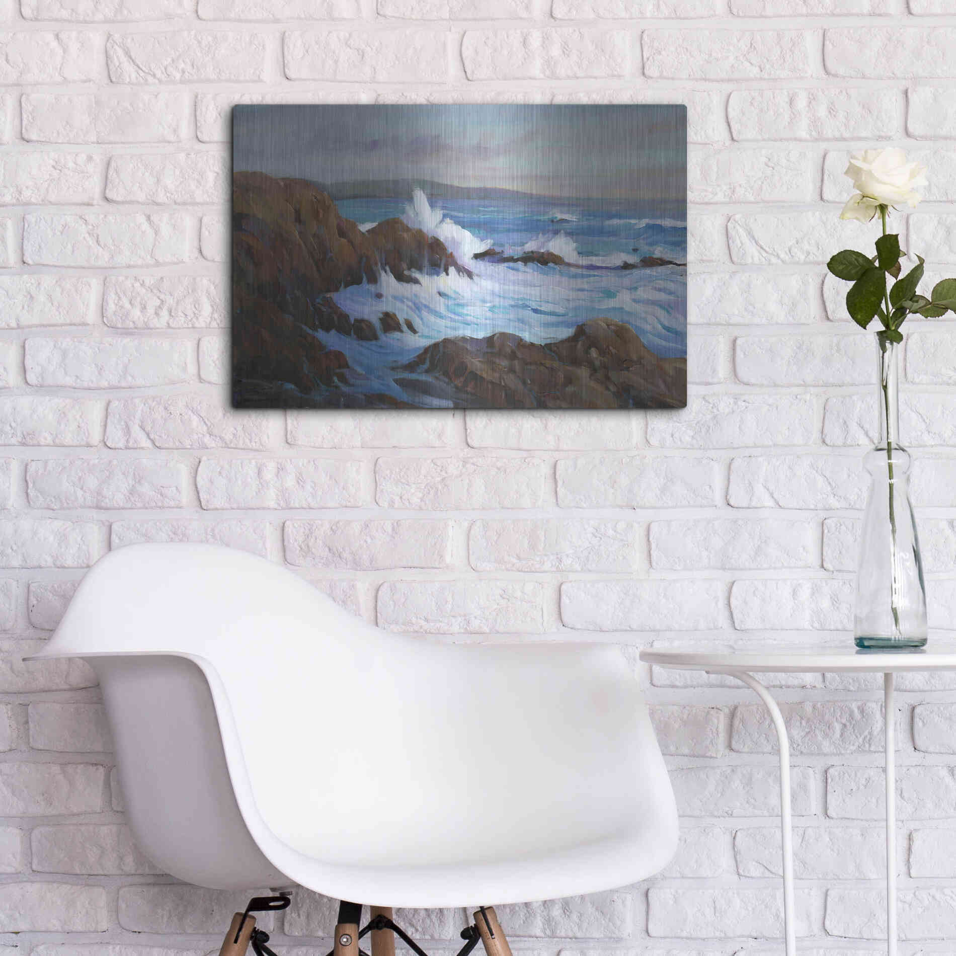 Luxe Metal Art 'Seascape Faraway II' by Tim O'Toole, Metal Wall Art,24x16