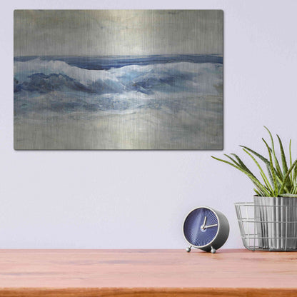 Luxe Metal Art 'Breaking Shore Waves I' by Tim O'Toole, Metal Wall Art,16x12