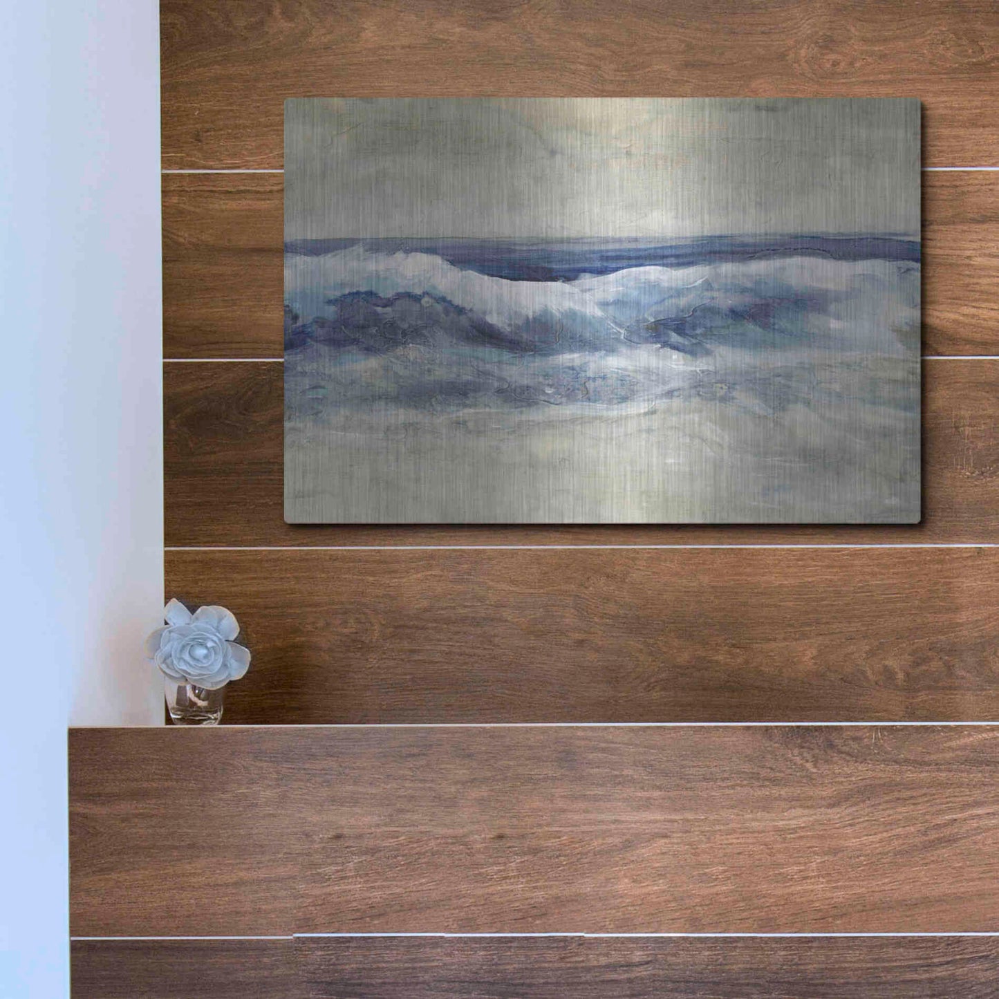Luxe Metal Art 'Breaking Shore Waves I' by Tim O'Toole, Metal Wall Art,16x12