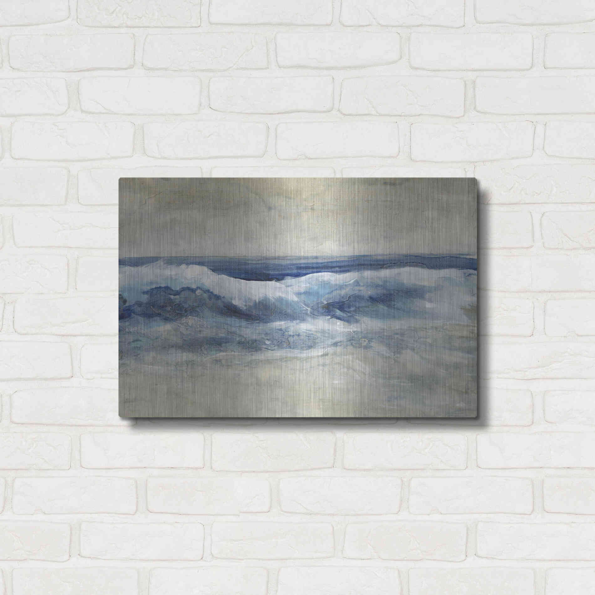 Luxe Metal Art 'Breaking Shore Waves I' by Tim O'Toole, Metal Wall Art,24x16
