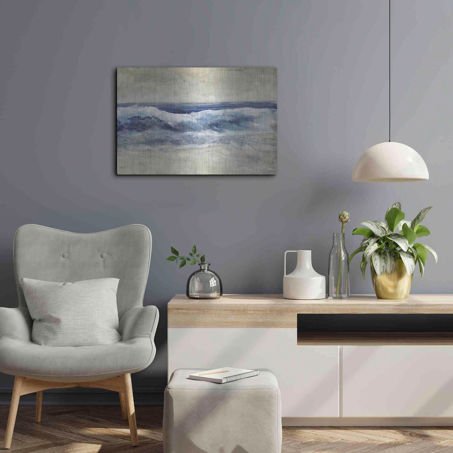 Luxe Metal Art 'Breaking Shore Waves I' by Tim O'Toole, Metal Wall Art,24x16