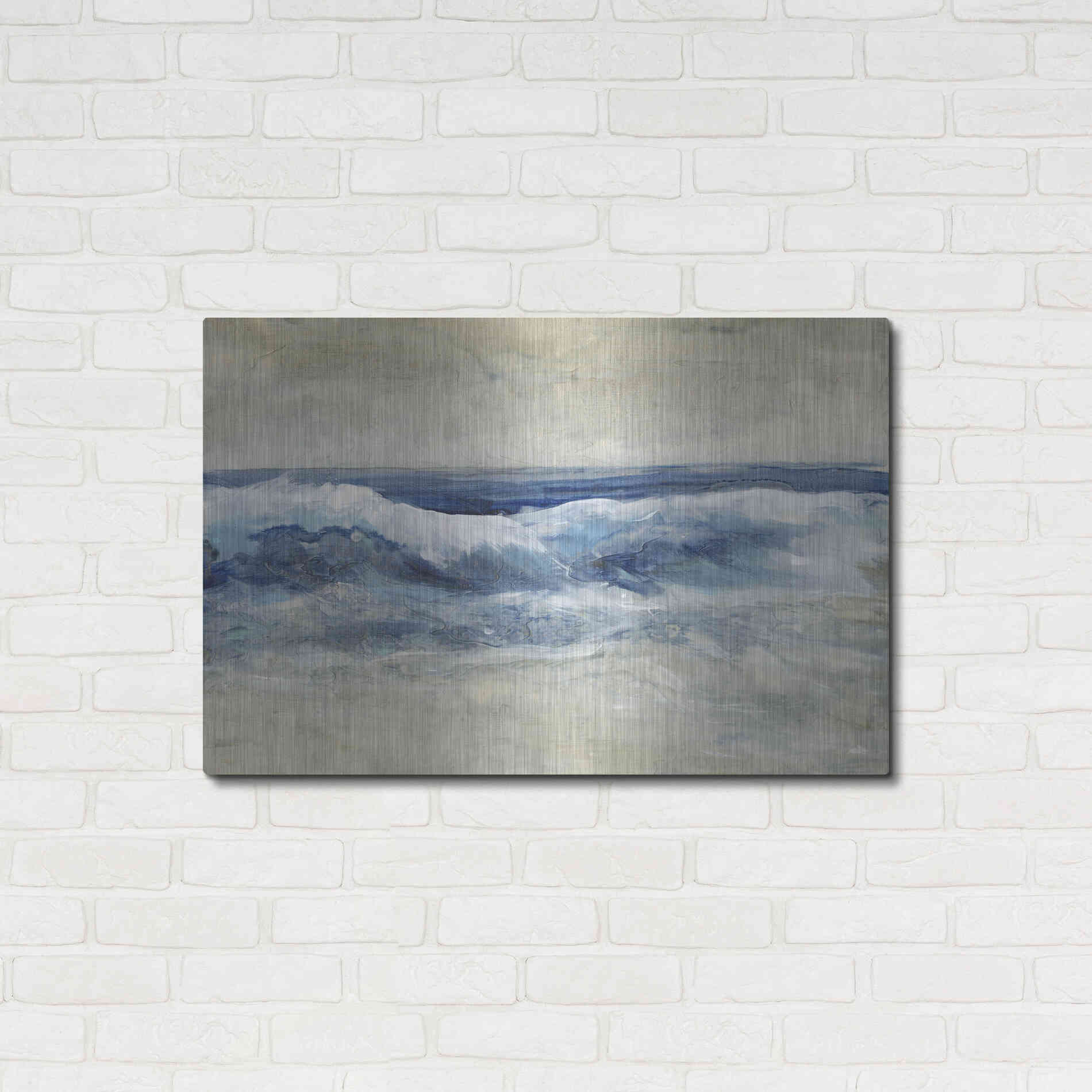 Luxe Metal Art 'Breaking Shore Waves I' by Tim O'Toole, Metal Wall Art,36x24