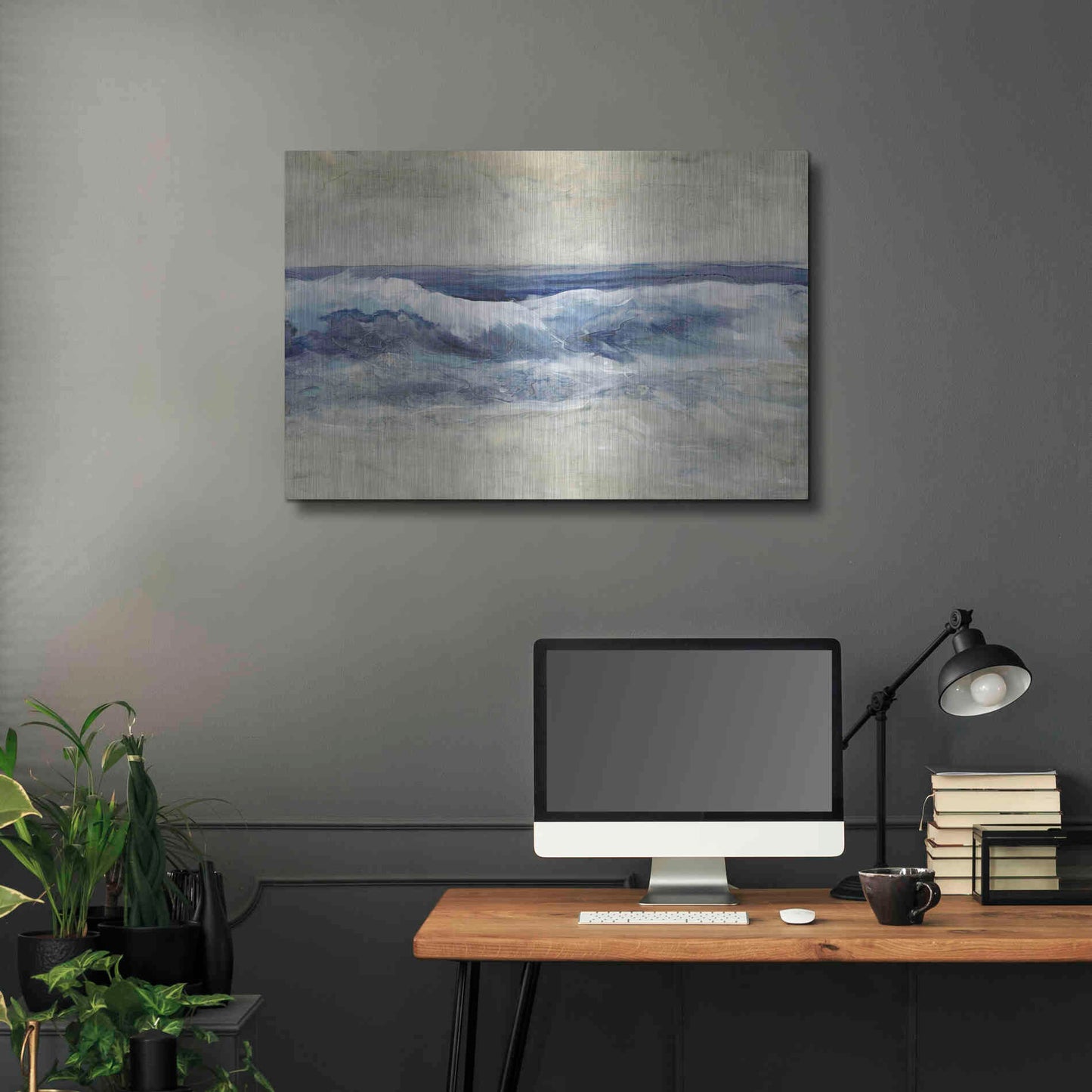 Luxe Metal Art 'Breaking Shore Waves I' by Tim O'Toole, Metal Wall Art,36x24