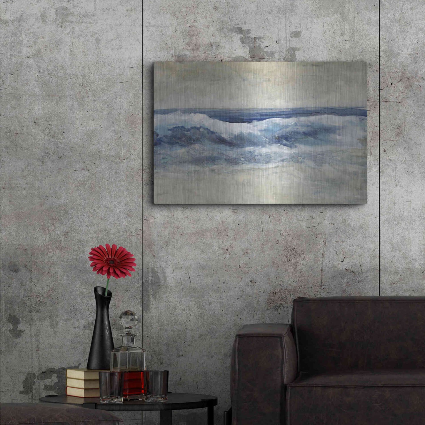 Luxe Metal Art 'Breaking Shore Waves I' by Tim O'Toole, Metal Wall Art,36x24