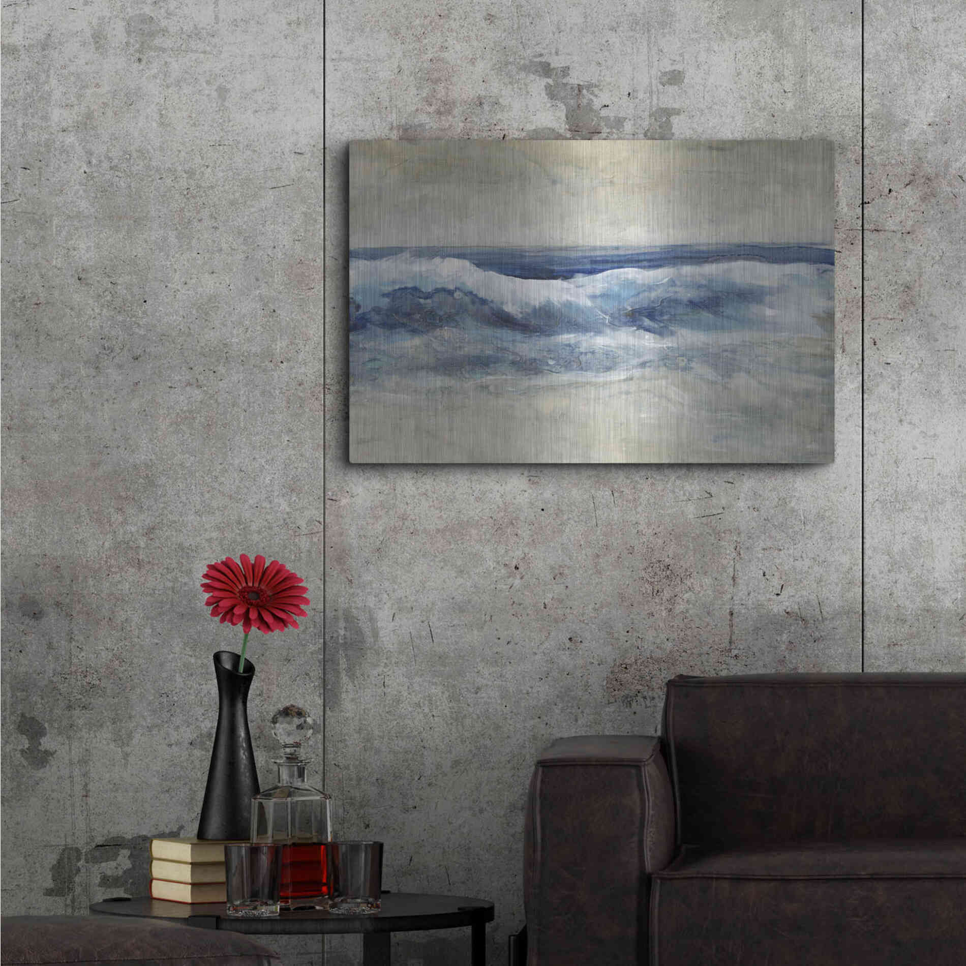 Luxe Metal Art 'Breaking Shore Waves I' by Tim O'Toole, Metal Wall Art,36x24