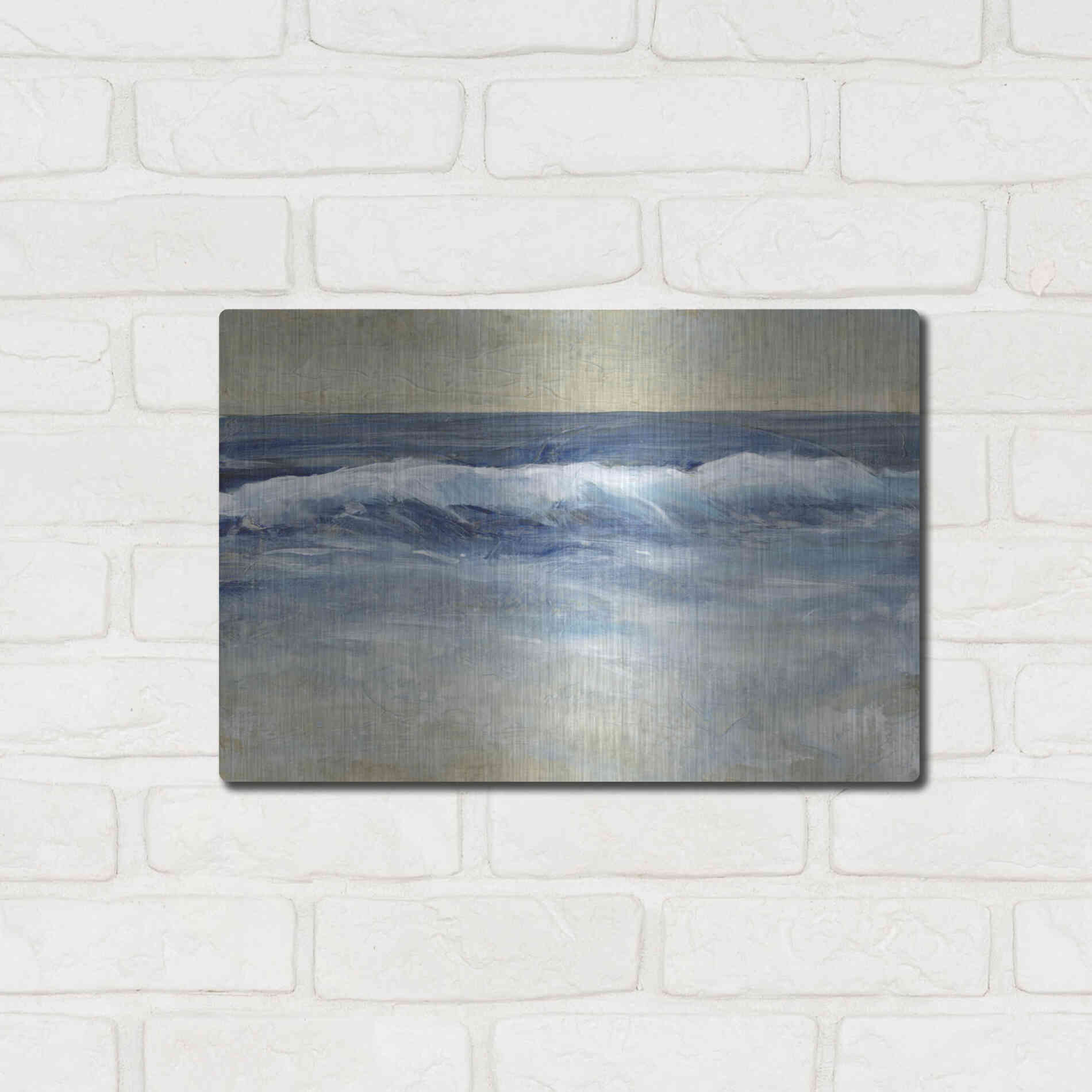 Luxe Metal Art 'Breaking Shore Waves II' by Tim O'Toole, Metal Wall Art,16x12