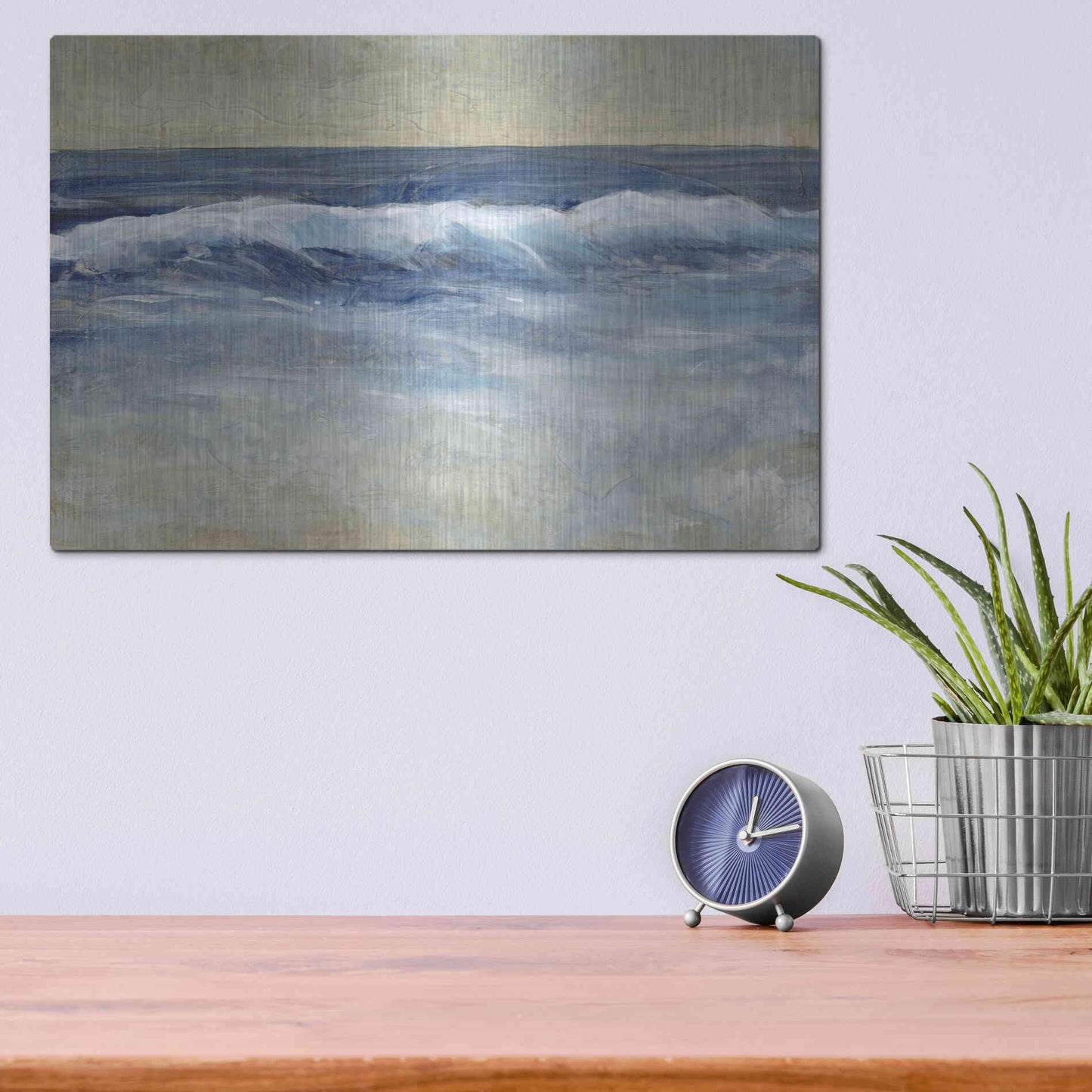 Luxe Metal Art 'Breaking Shore Waves II' by Tim O'Toole, Metal Wall Art,16x12