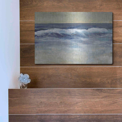 Luxe Metal Art 'Breaking Shore Waves II' by Tim O'Toole, Metal Wall Art,16x12