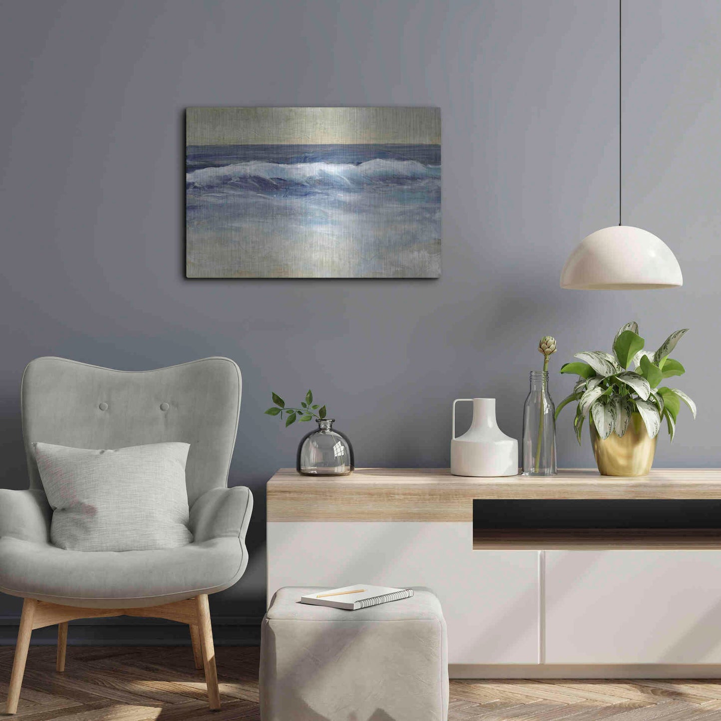 Luxe Metal Art 'Breaking Shore Waves II' by Tim O'Toole, Metal Wall Art,24x16