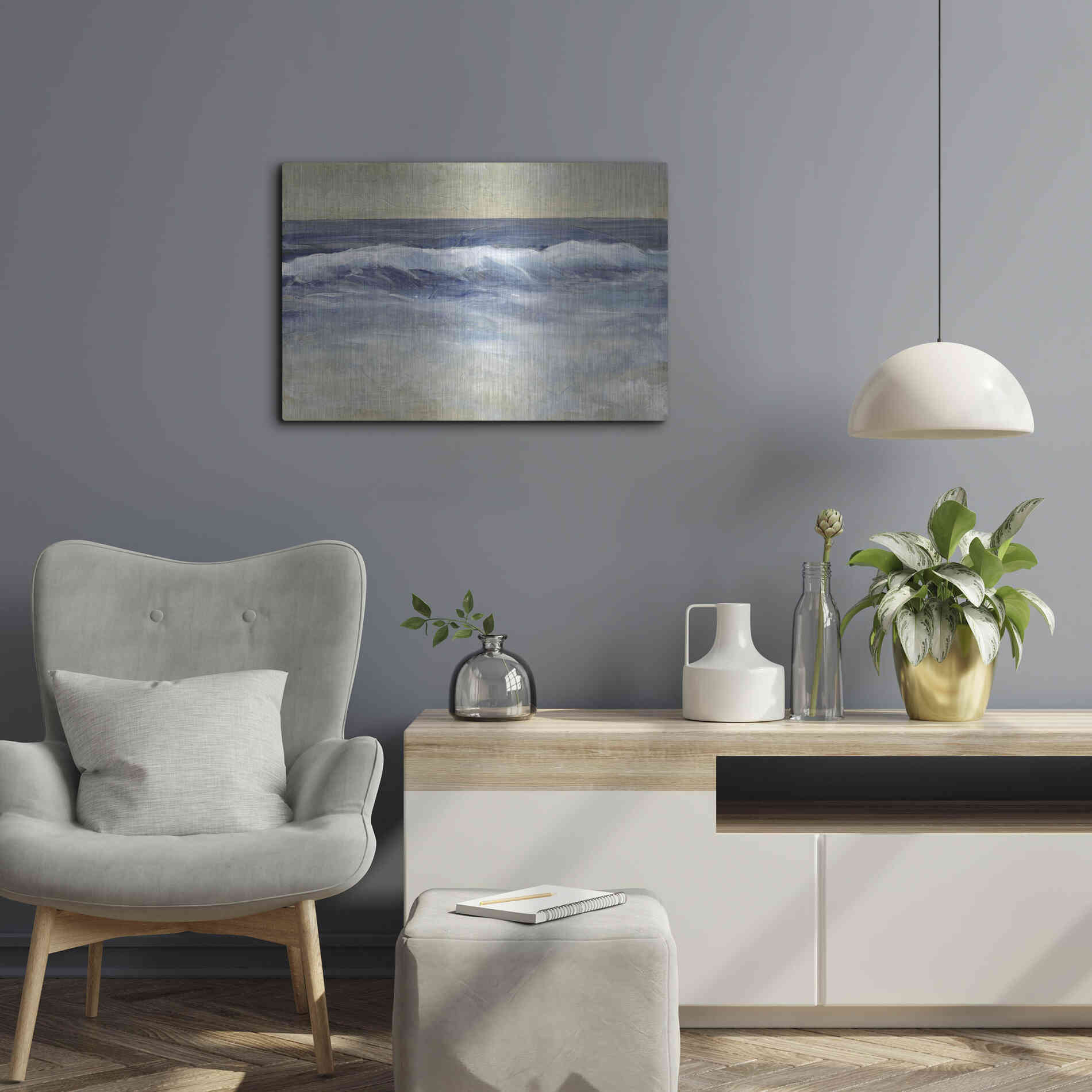 Luxe Metal Art 'Breaking Shore Waves II' by Tim O'Toole, Metal Wall Art,24x16