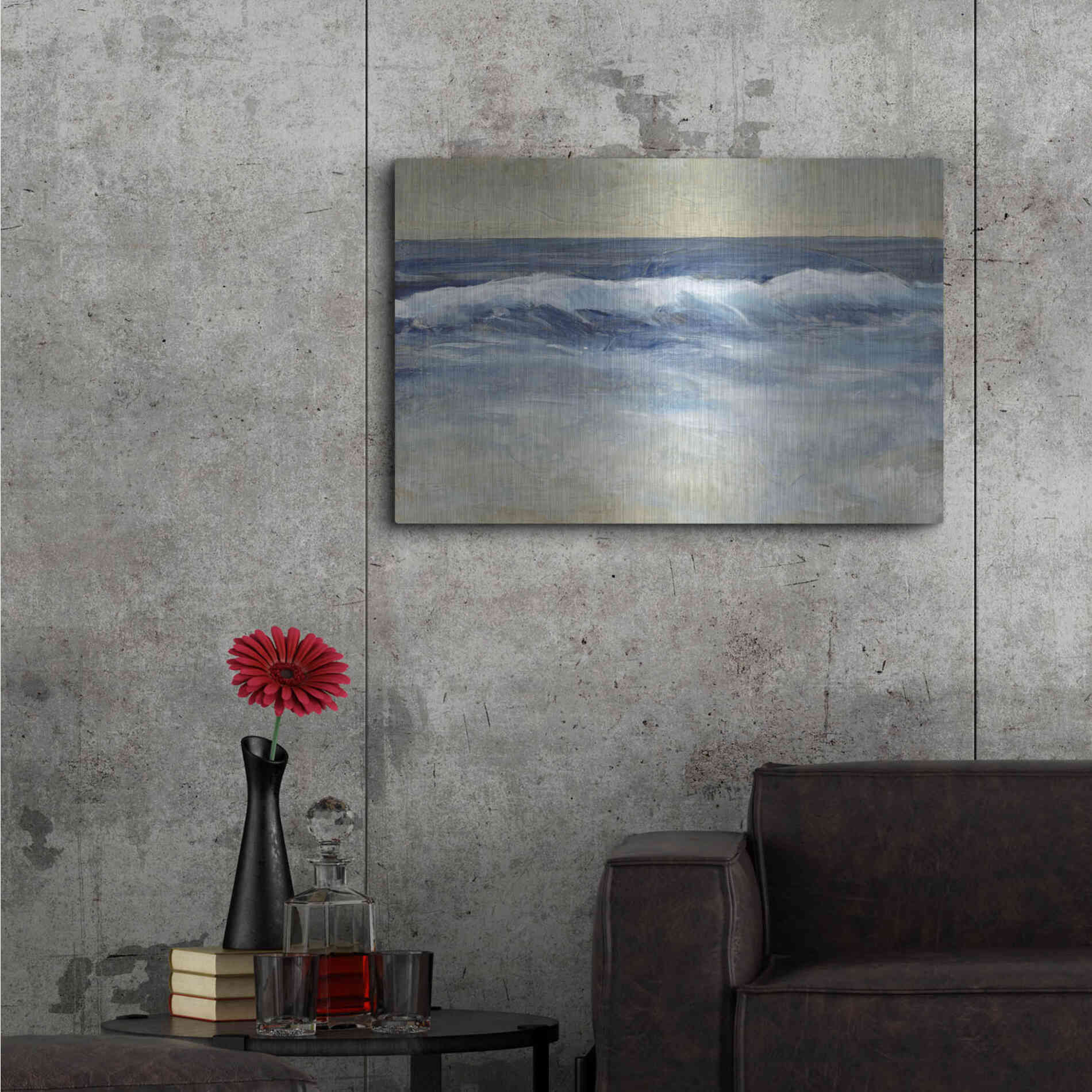 Luxe Metal Art 'Breaking Shore Waves II' by Tim O'Toole, Metal Wall Art,36x24