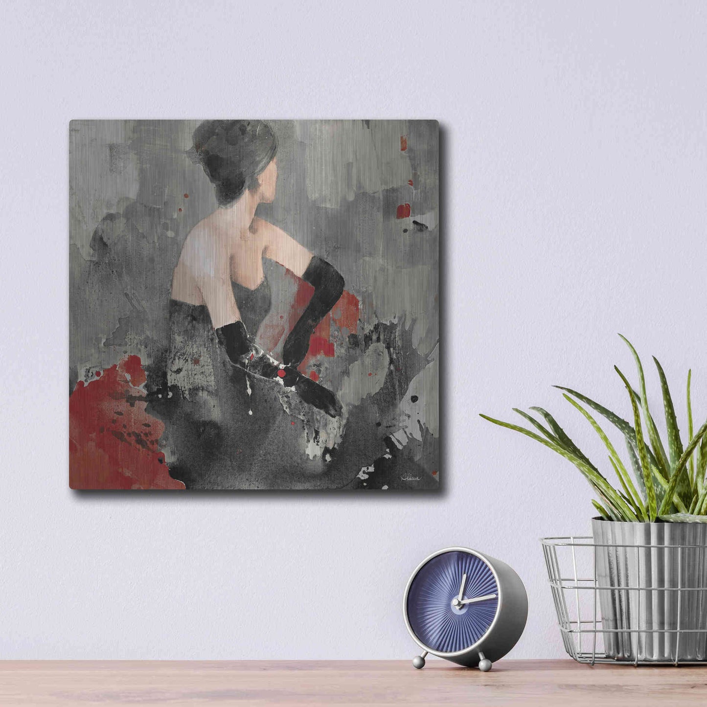 Luxe Metal Art 'Beautiful Gaze I Neutral' by Albena Hristova, Metal Wall Art,12x12
