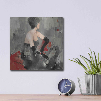 Luxe Metal Art 'Beautiful Gaze I Neutral' by Albena Hristova, Metal Wall Art,12x12