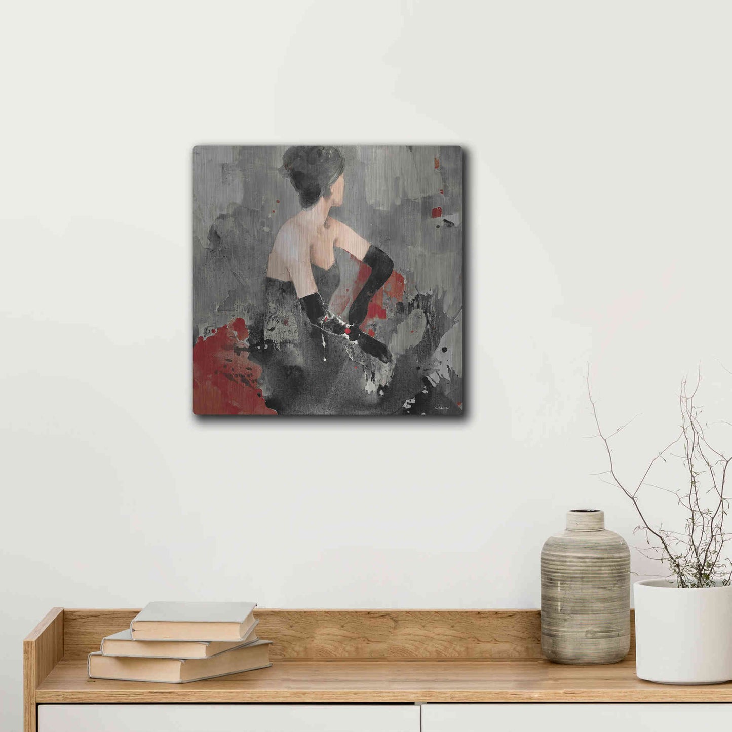 Luxe Metal Art 'Beautiful Gaze I Neutral' by Albena Hristova, Metal Wall Art,12x12