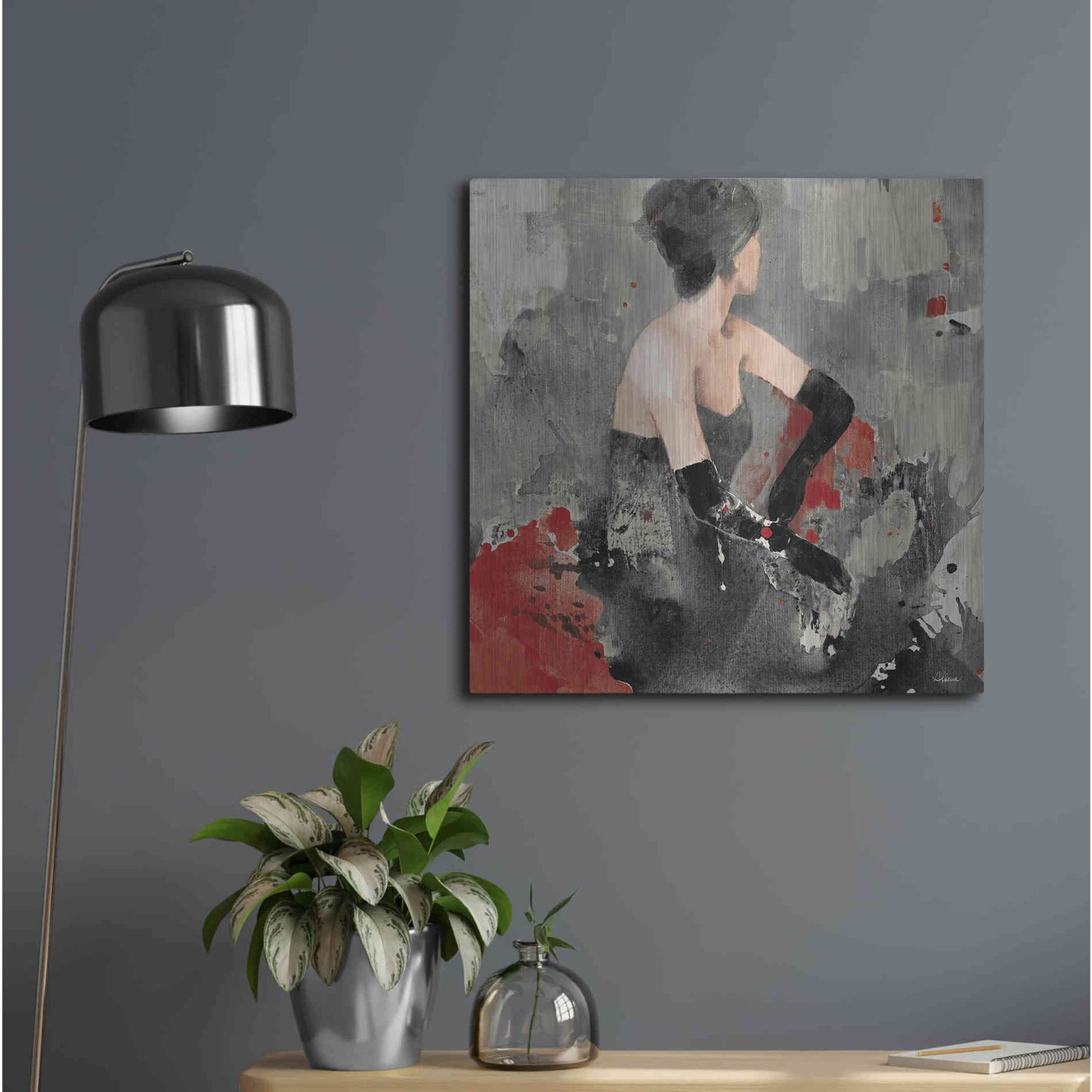 Luxe Metal Art 'Beautiful Gaze I Neutral' by Albena Hristova, Metal Wall Art,24x24