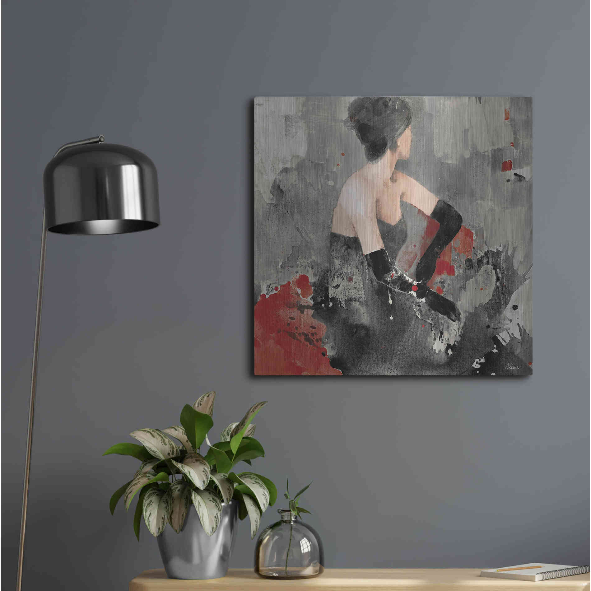 Luxe Metal Art 'Beautiful Gaze I Neutral' by Albena Hristova, Metal Wall Art,24x24