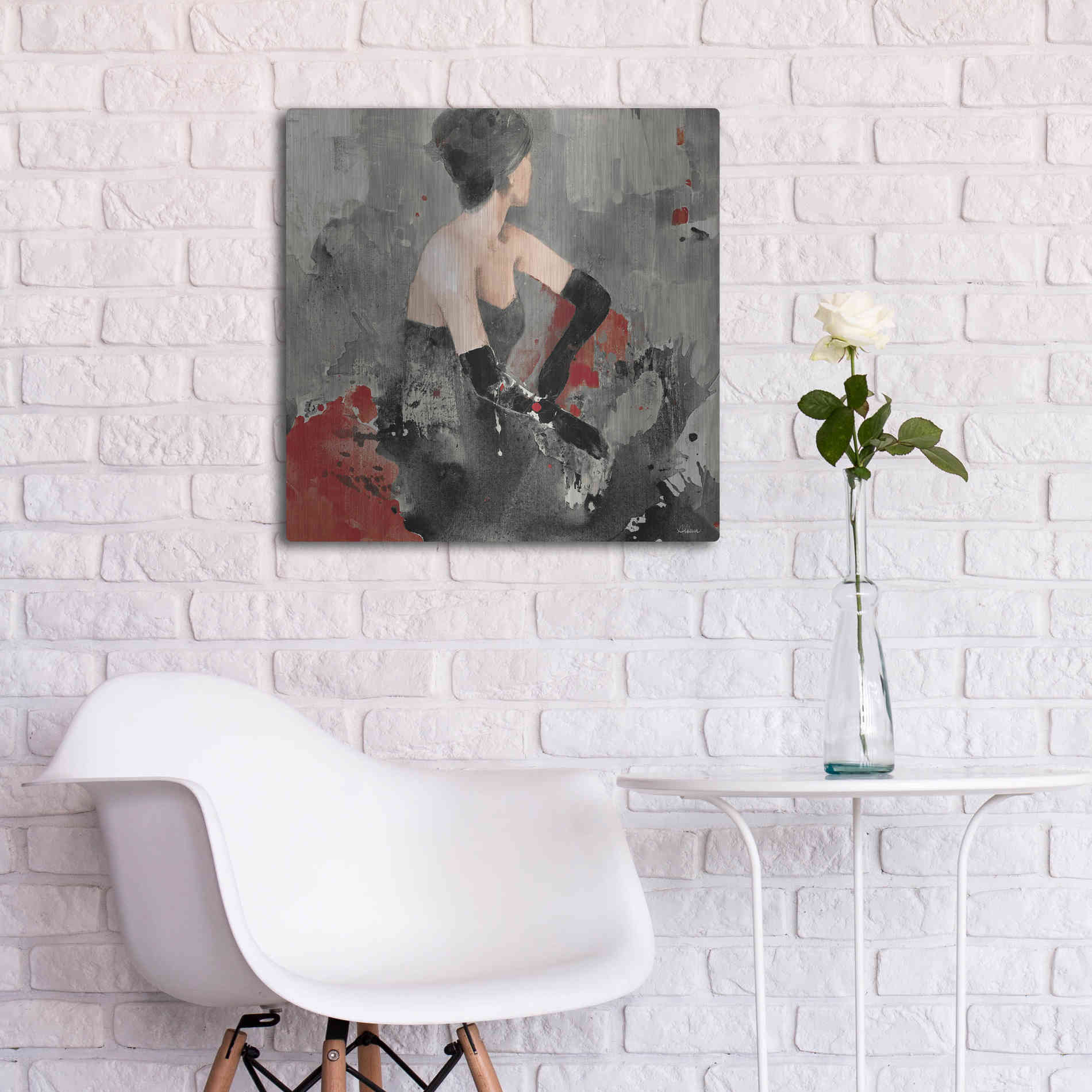 Luxe Metal Art 'Beautiful Gaze I Neutral' by Albena Hristova, Metal Wall Art,24x24