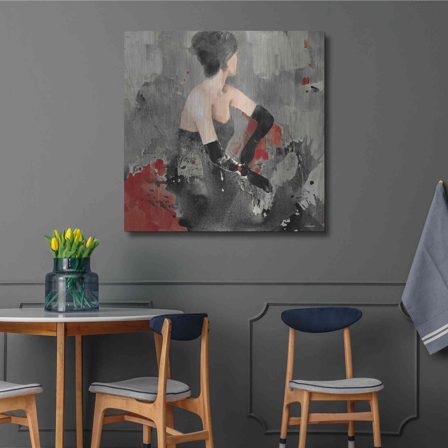 Luxe Metal Art 'Beautiful Gaze I Neutral' by Albena Hristova, Metal Wall Art,36x36