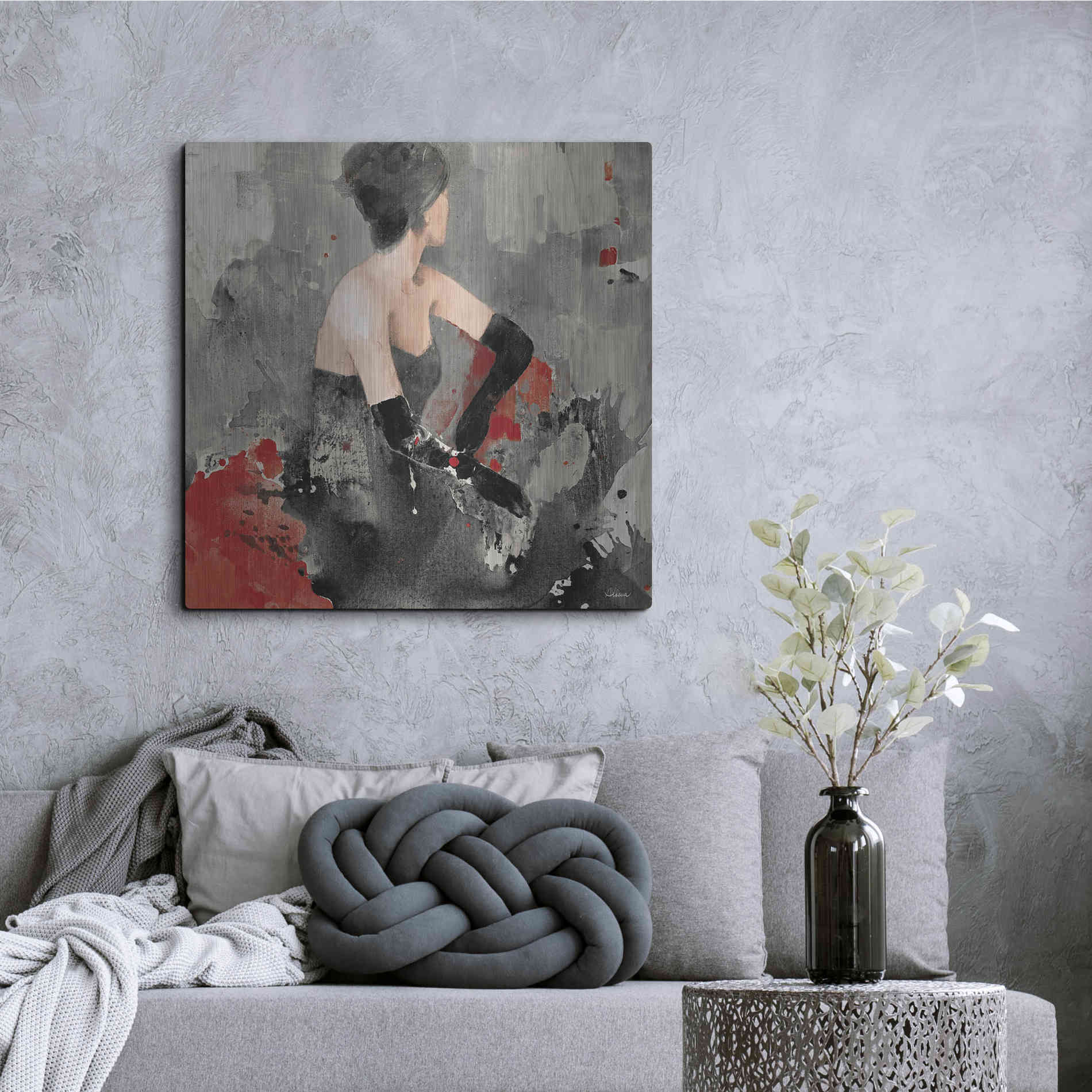 Luxe Metal Art 'Beautiful Gaze I Neutral' by Albena Hristova, Metal Wall Art,36x36