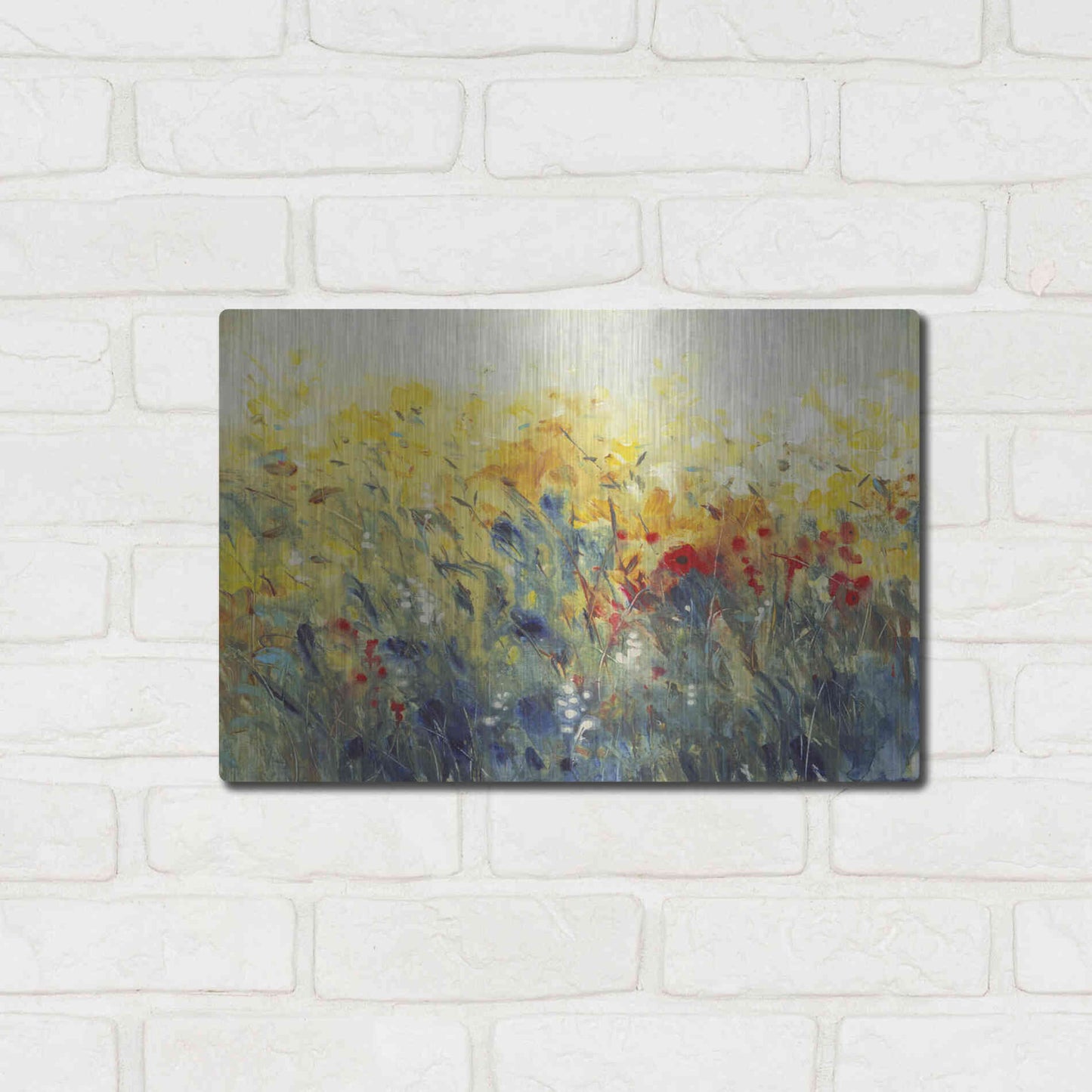 Luxe Metal Art 'Flowers Sway I' by Tim O'Toole, Metal Wall Art,16x12