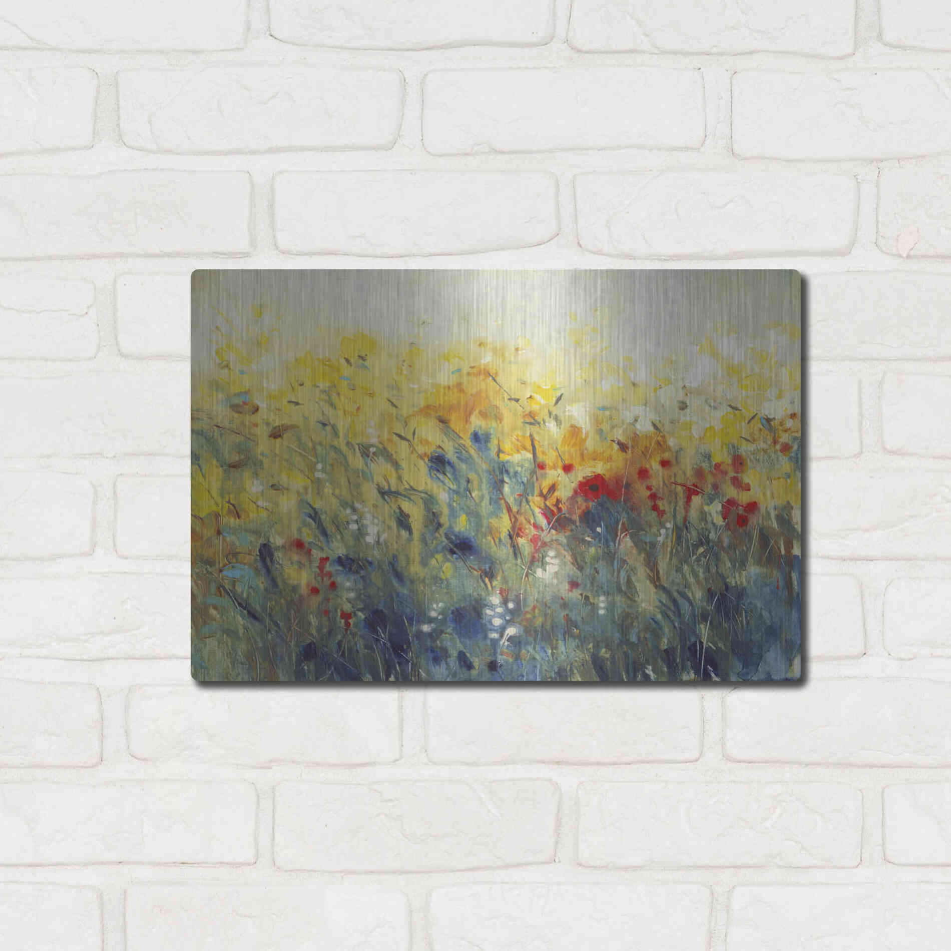 Luxe Metal Art 'Flowers Sway I' by Tim O'Toole, Metal Wall Art,16x12